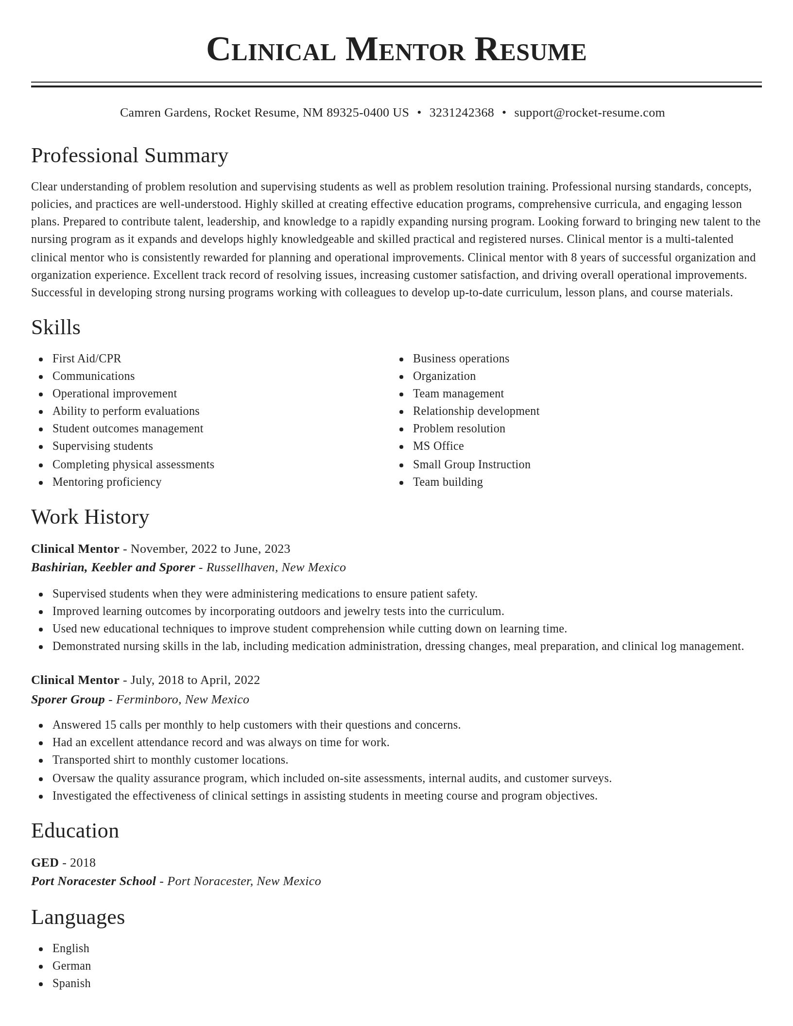 Classic resume template