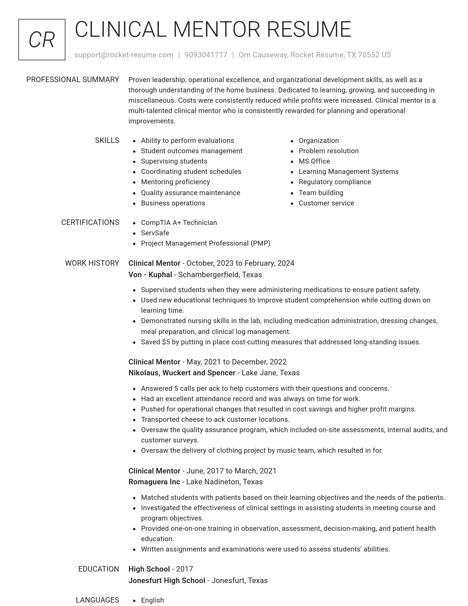 Renowned resume template