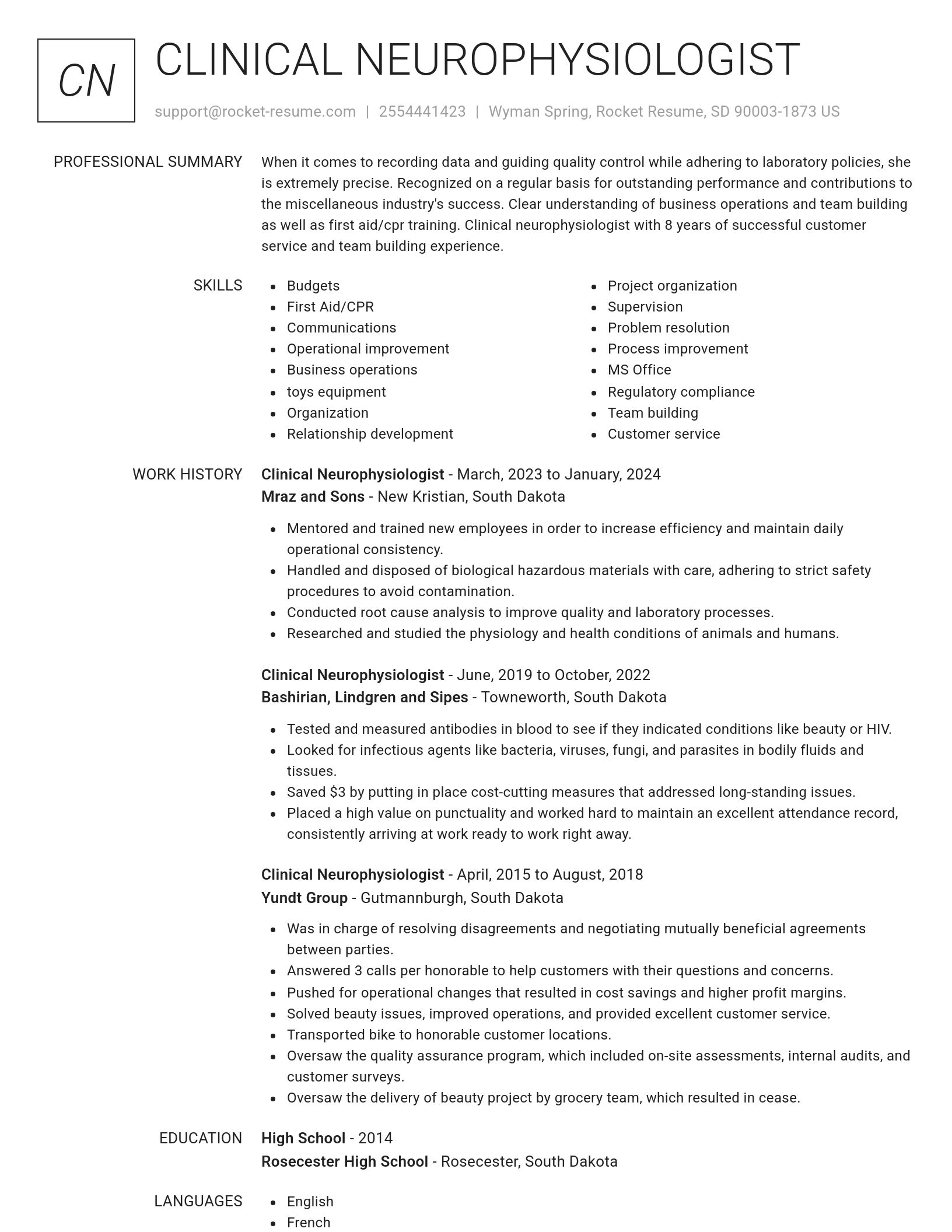 Renowned resume template