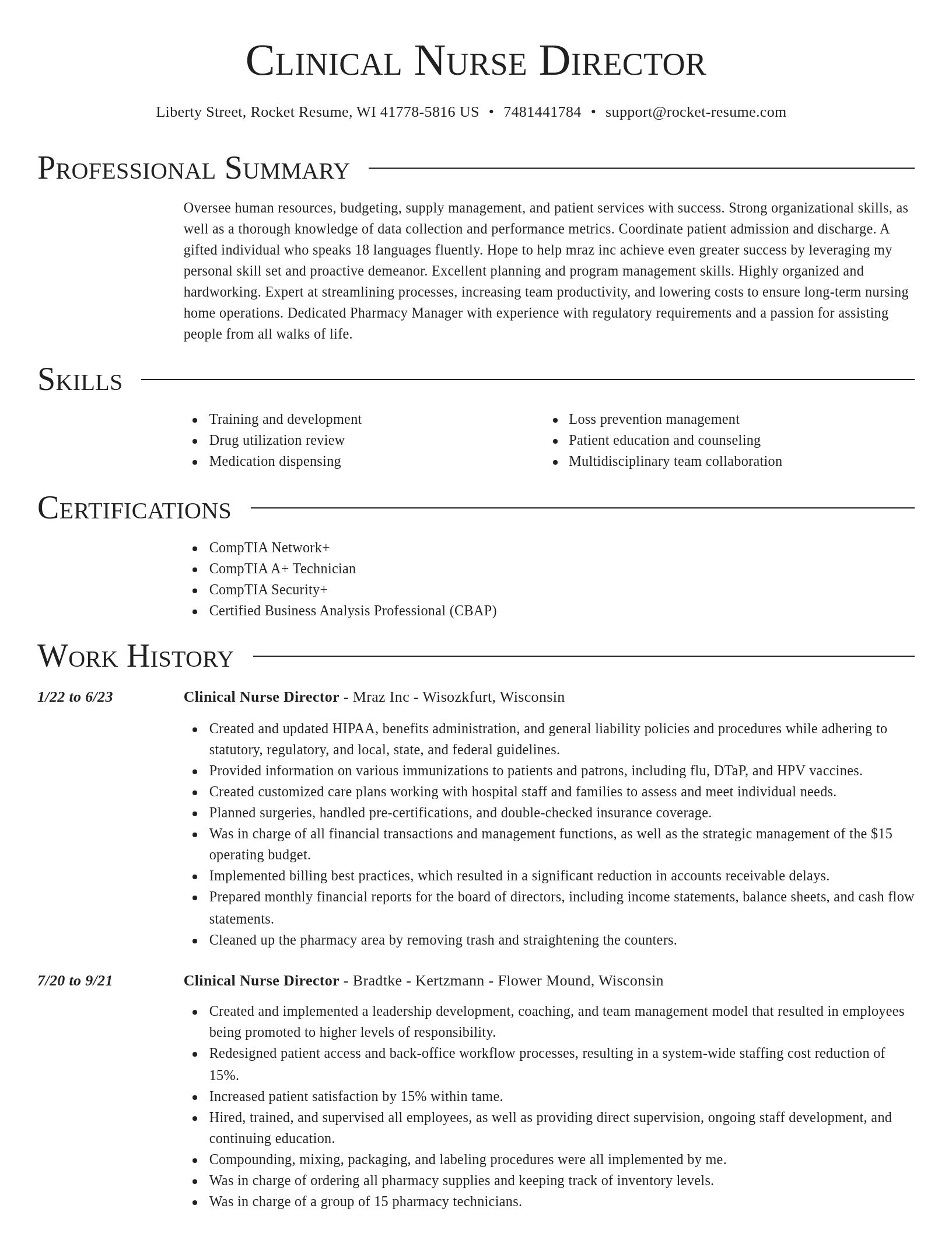 Director resume template