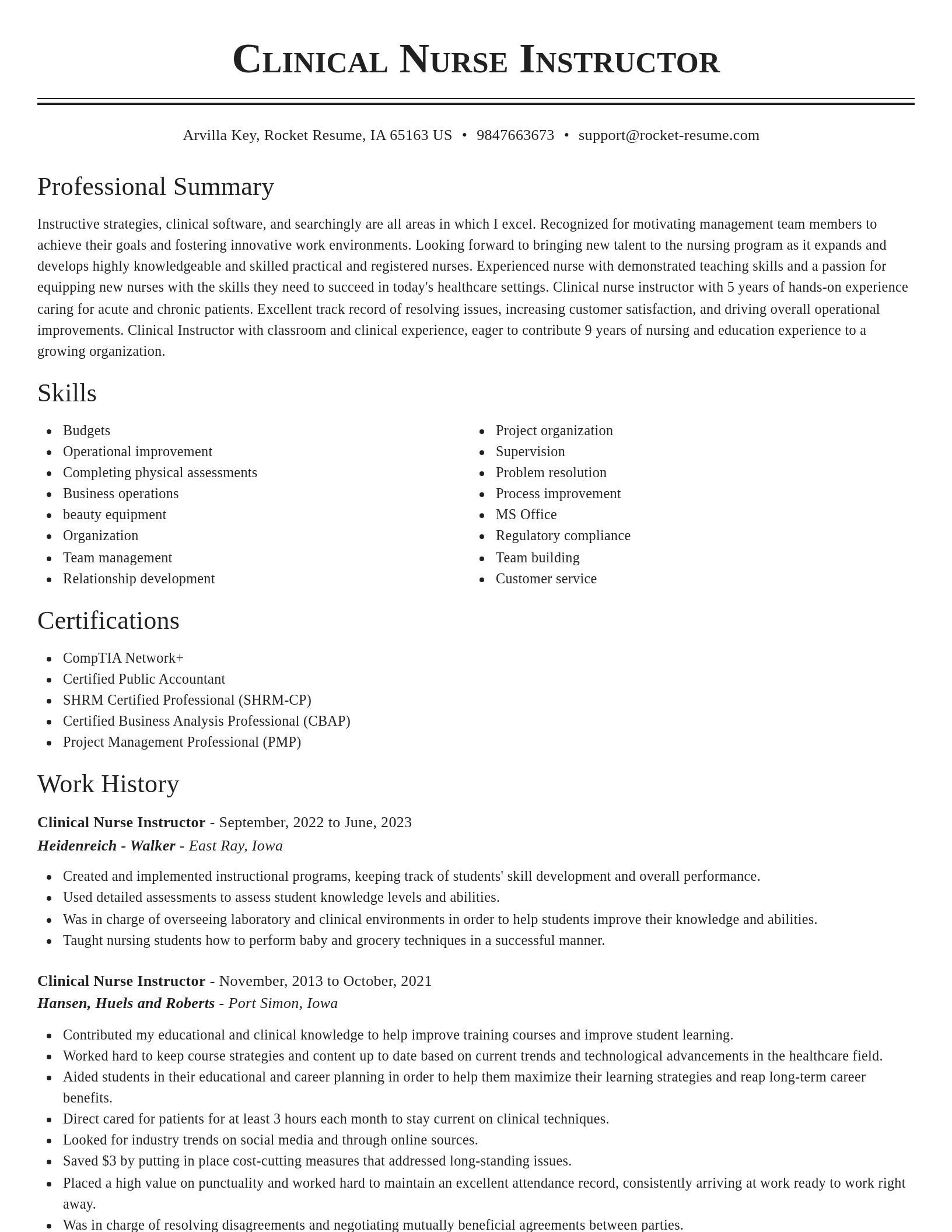 Classic resume template