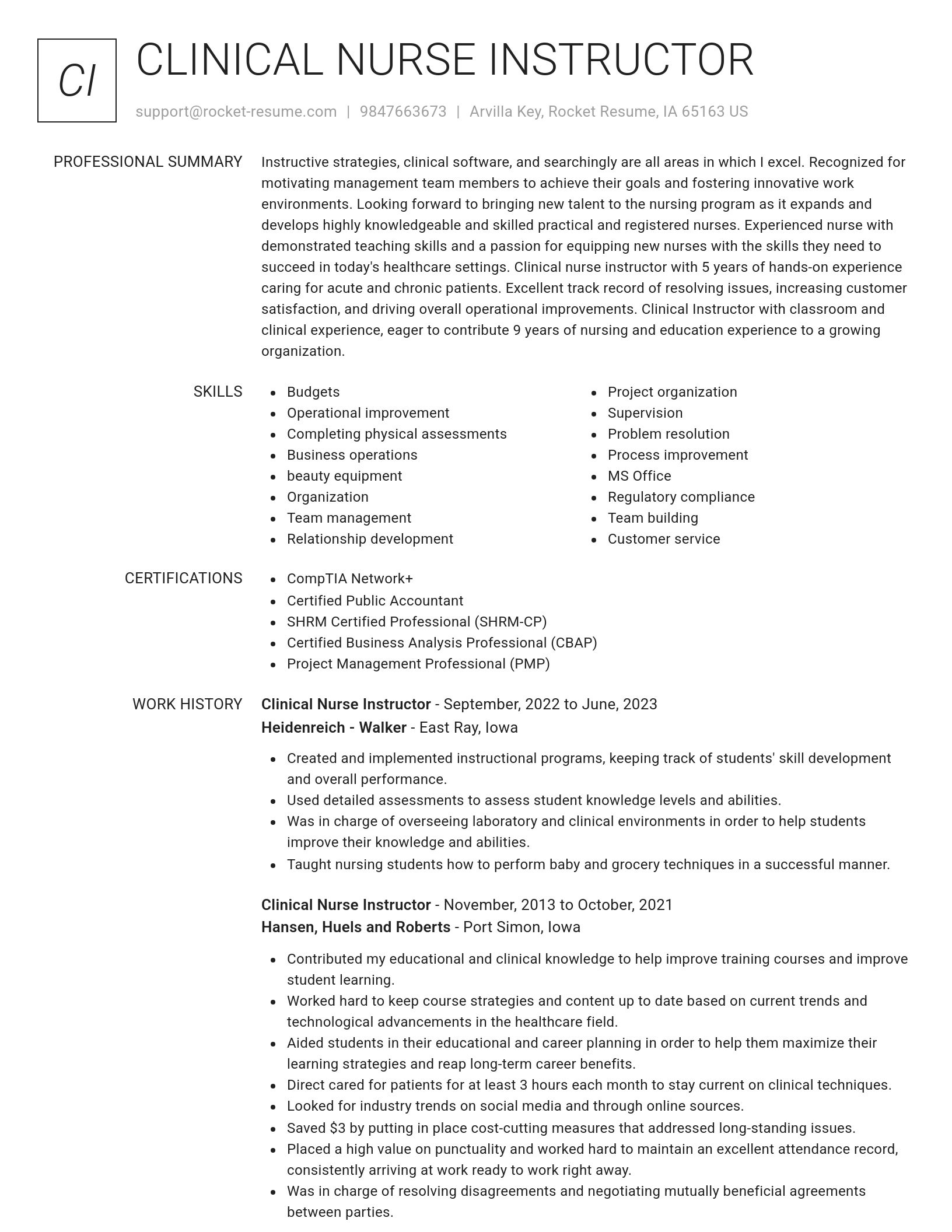 Renowned resume template