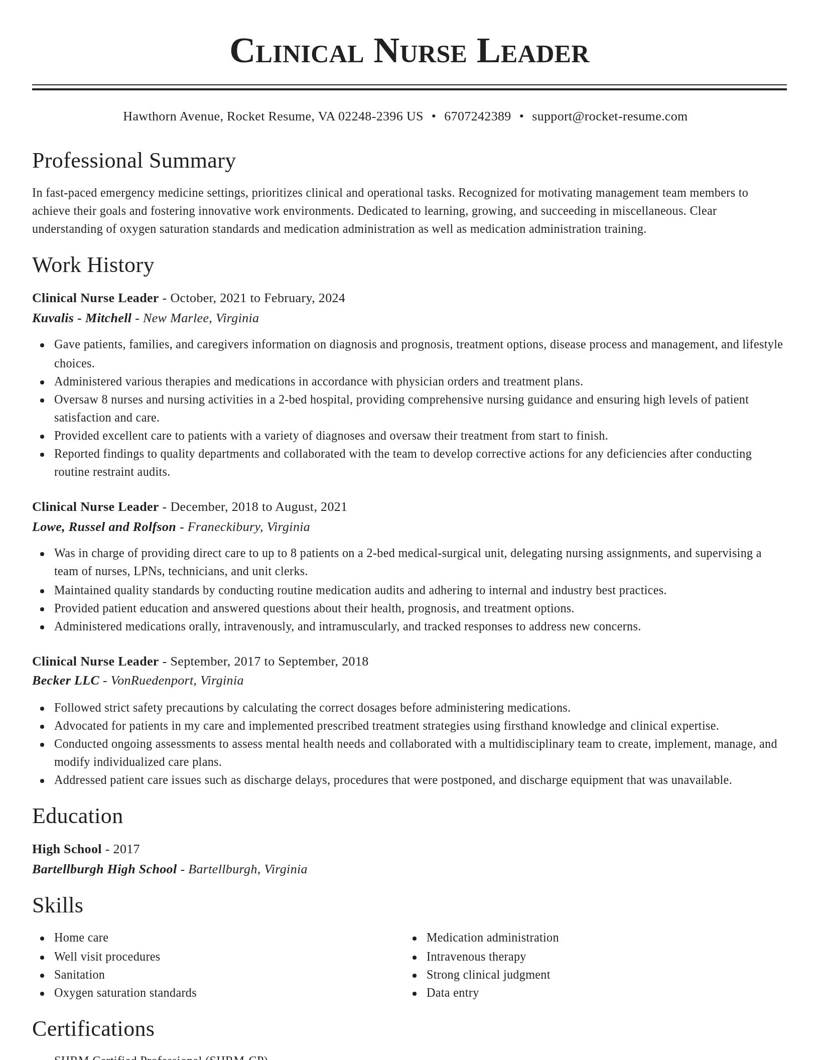 Classic resume template