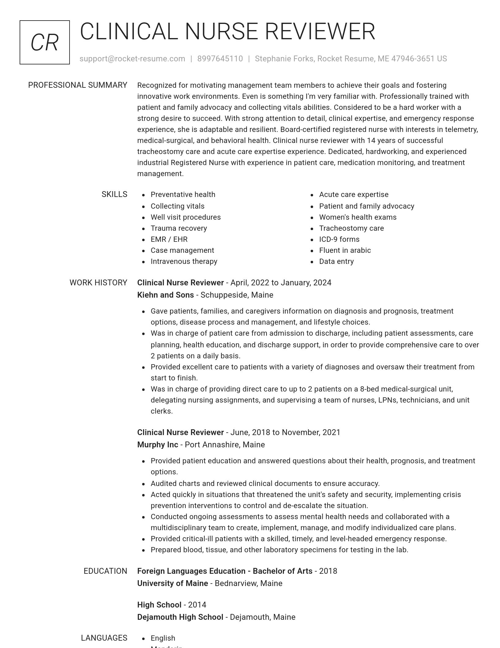 Renowned resume template
