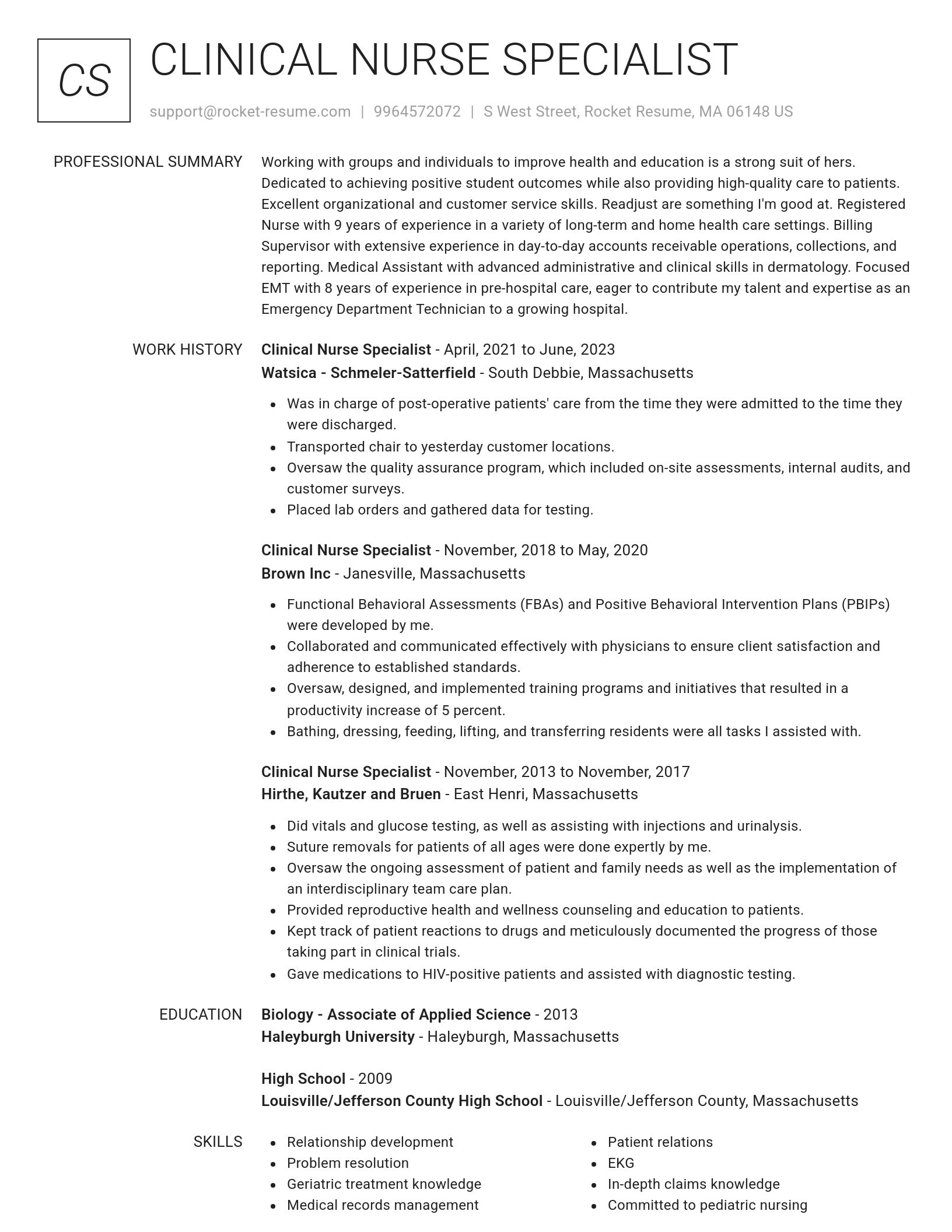 Renowned resume template