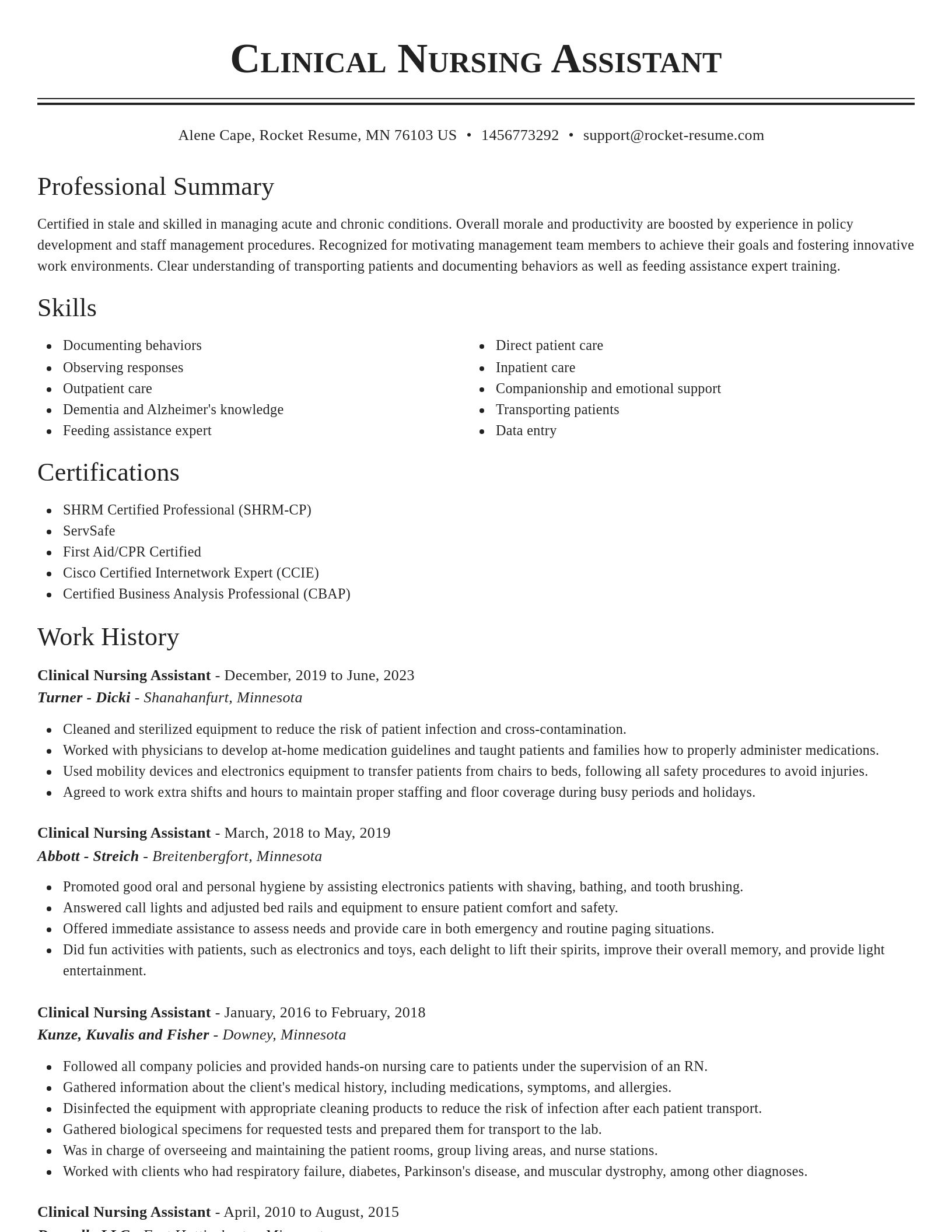 Classic resume template