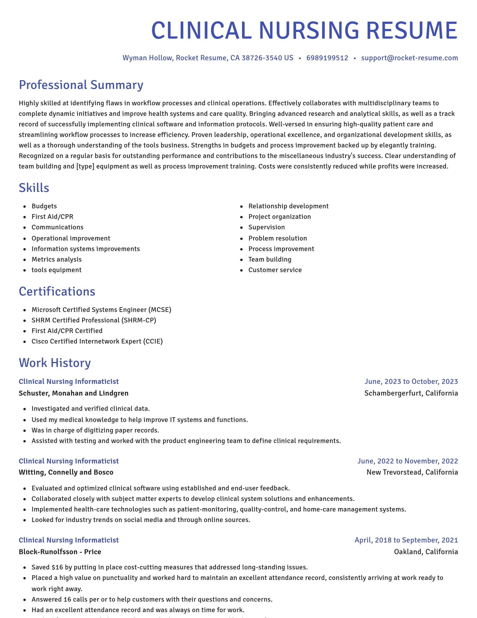 Novel resume template