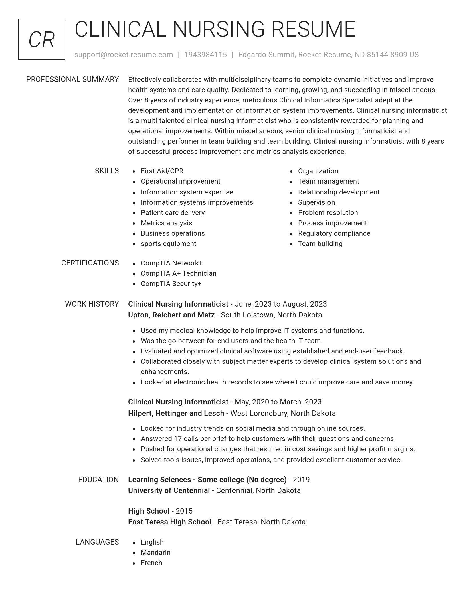 Renowned resume template