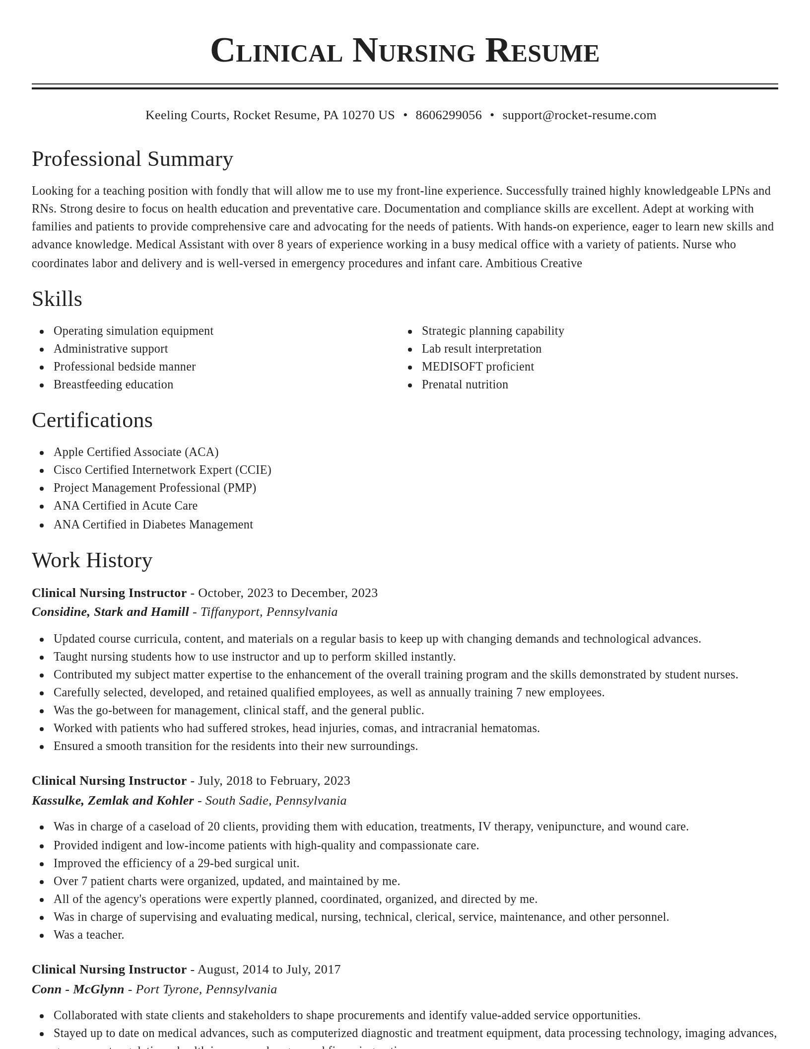 Classic resume template