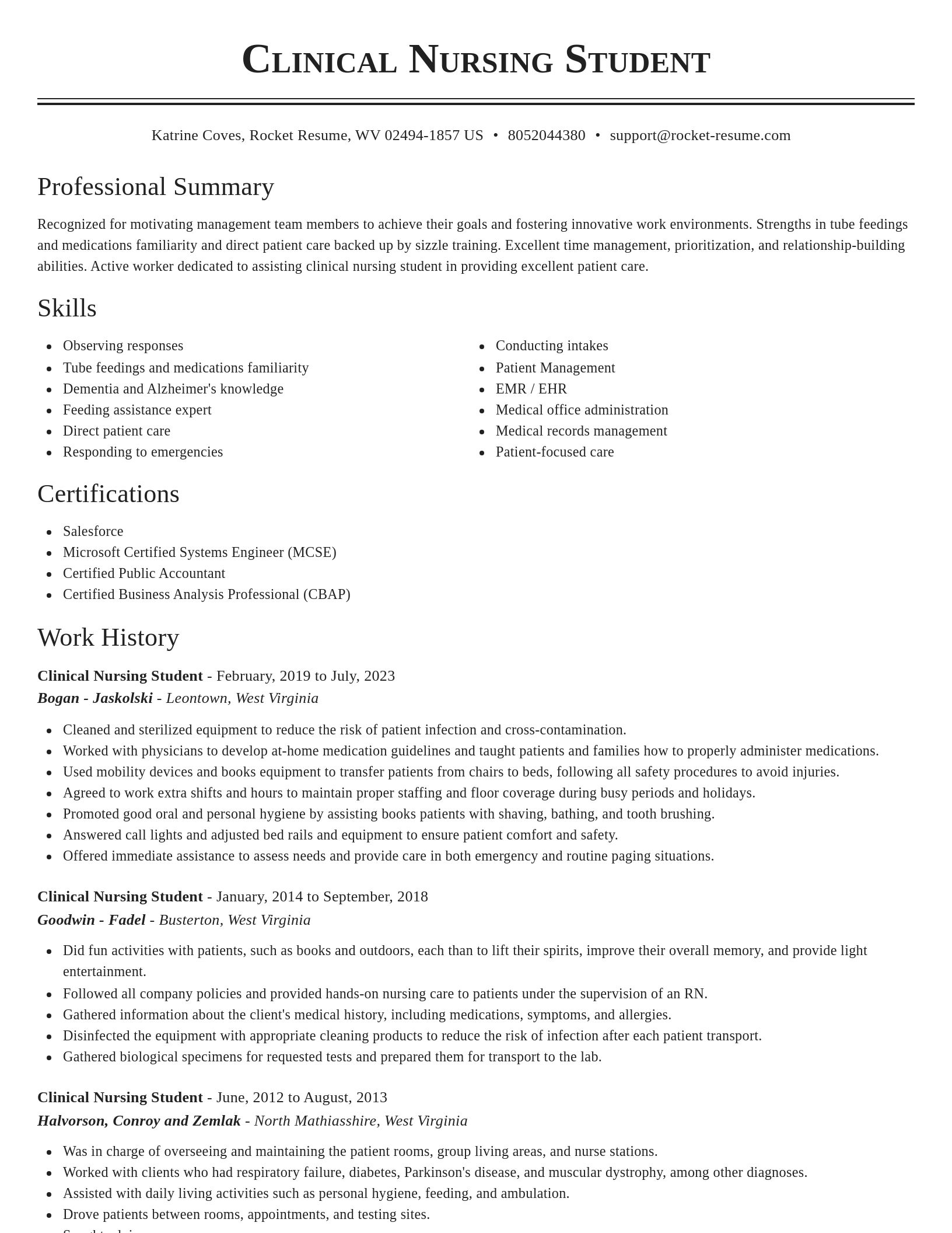 Classic resume template