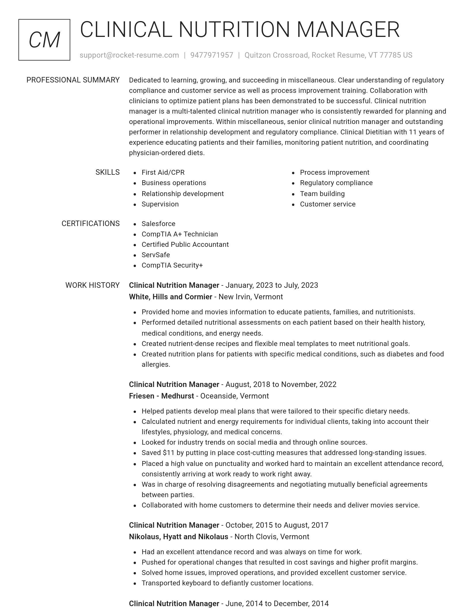 Renowned resume template