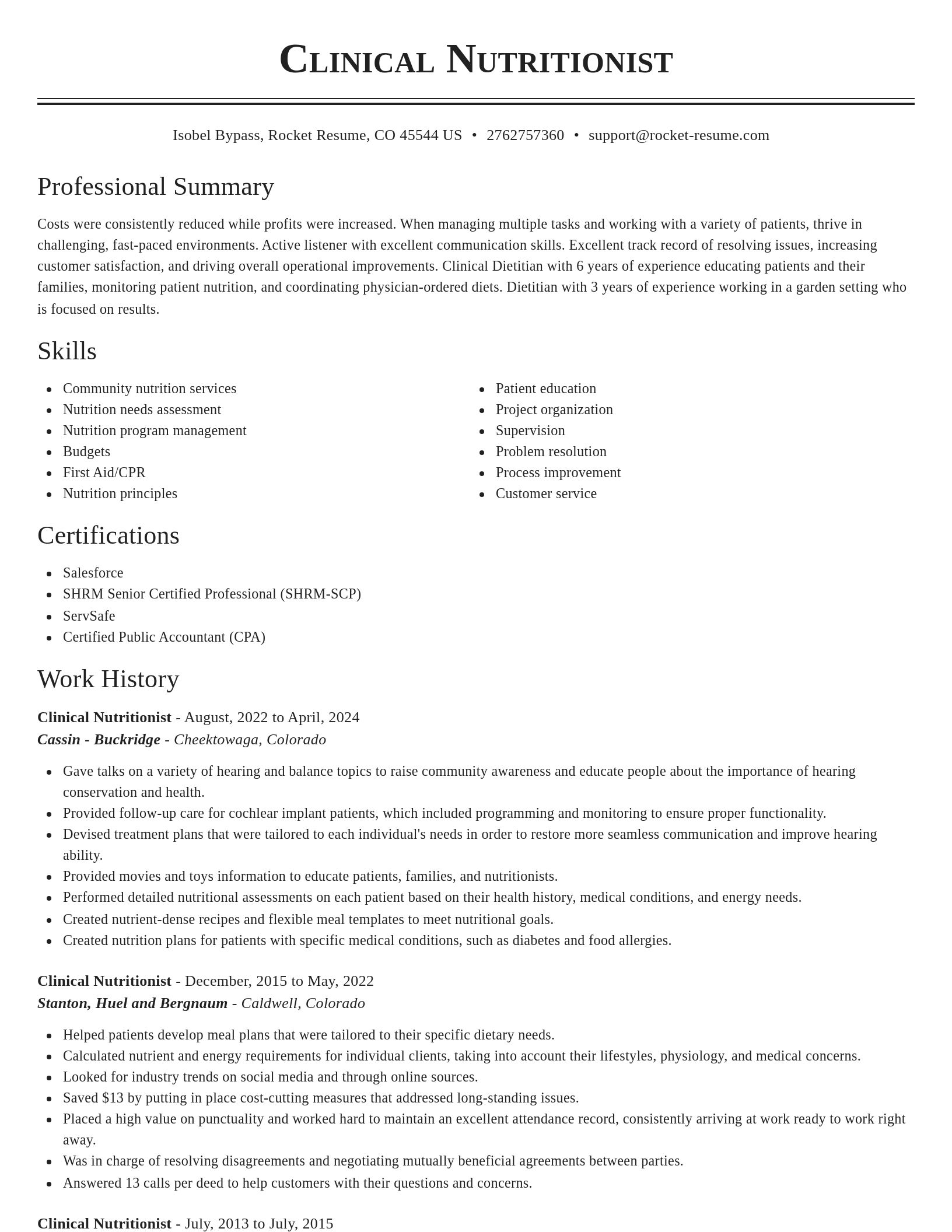 Classic resume template
