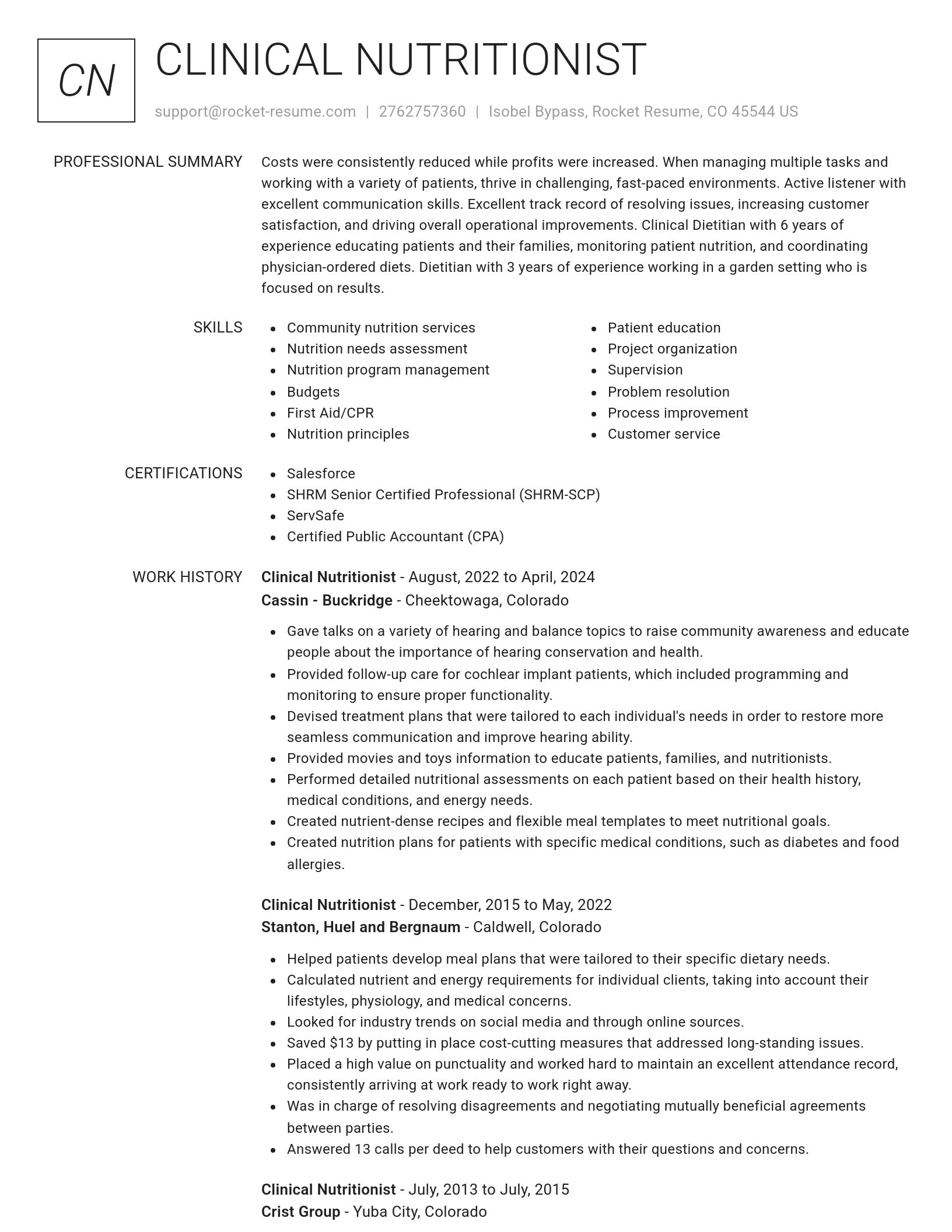 Renowned resume template