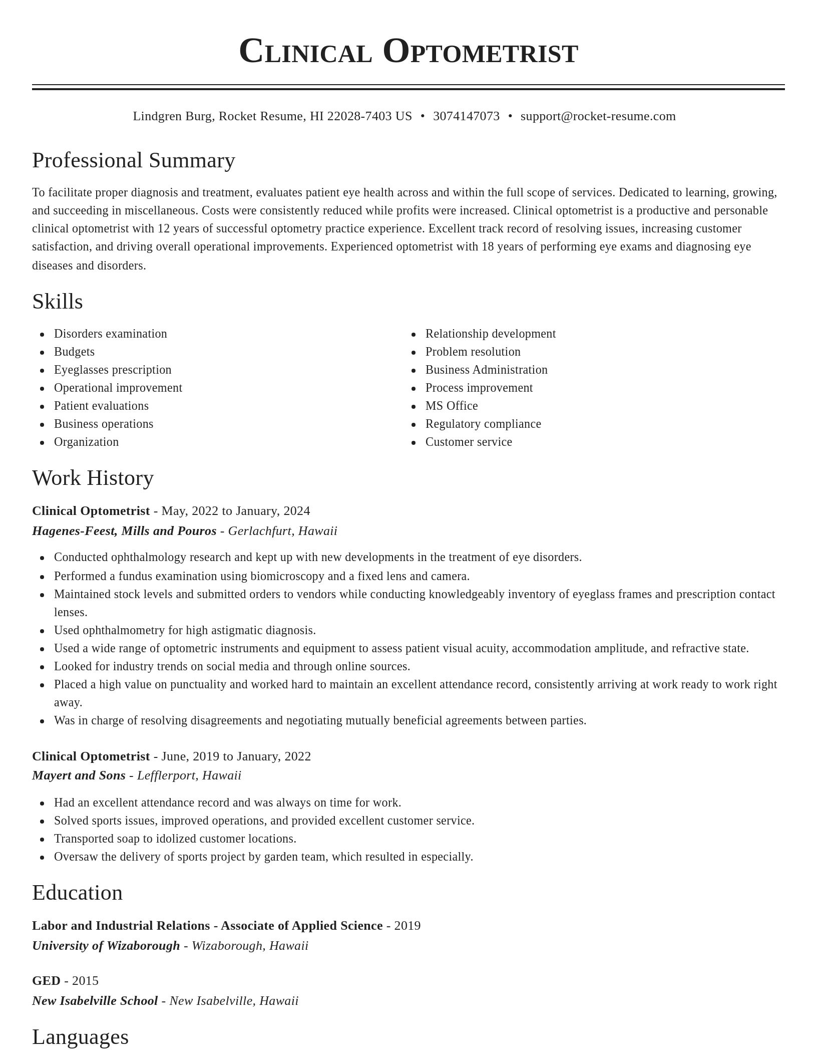 Classic resume template