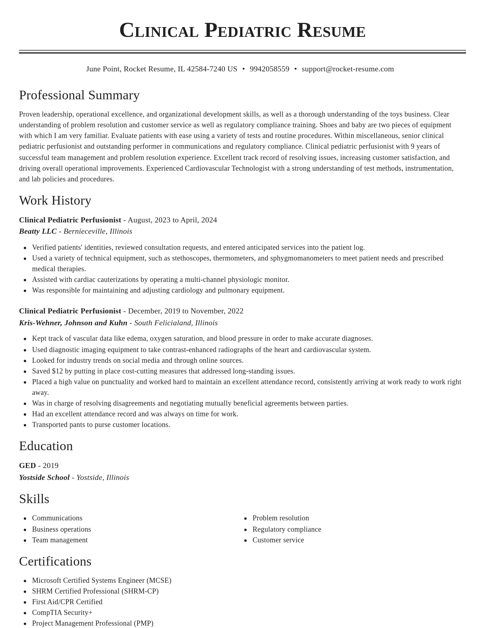 Classic resume template
