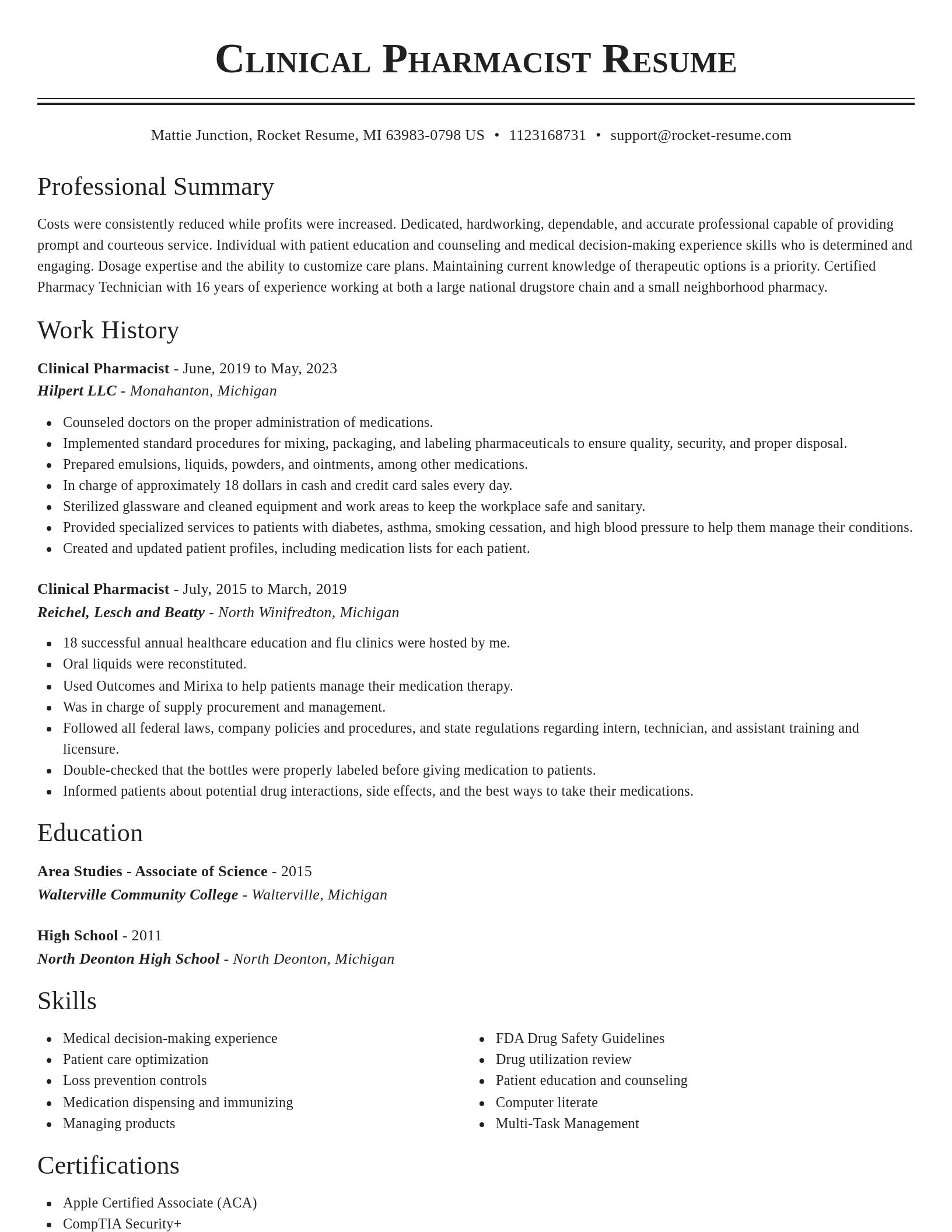 Classic resume template