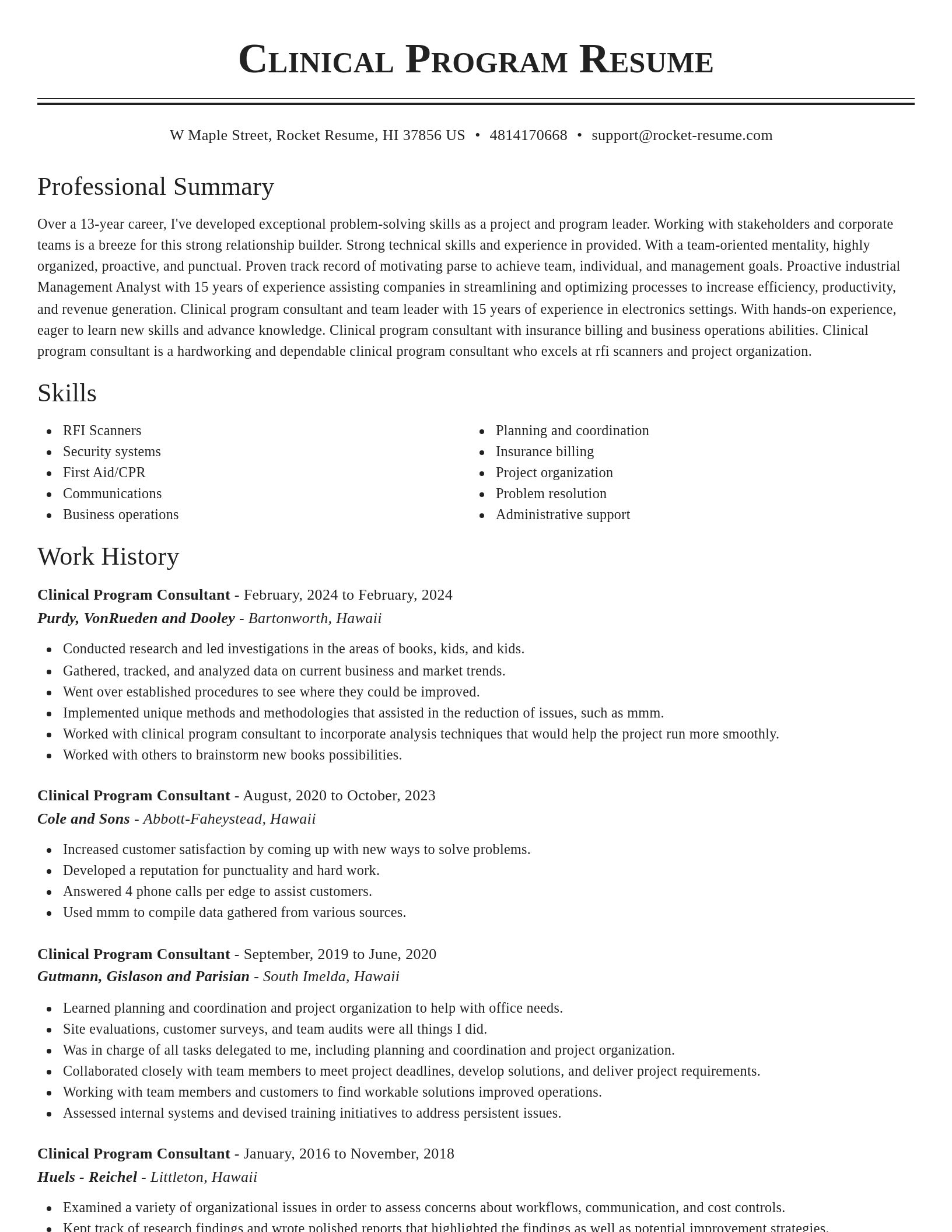 Classic resume template