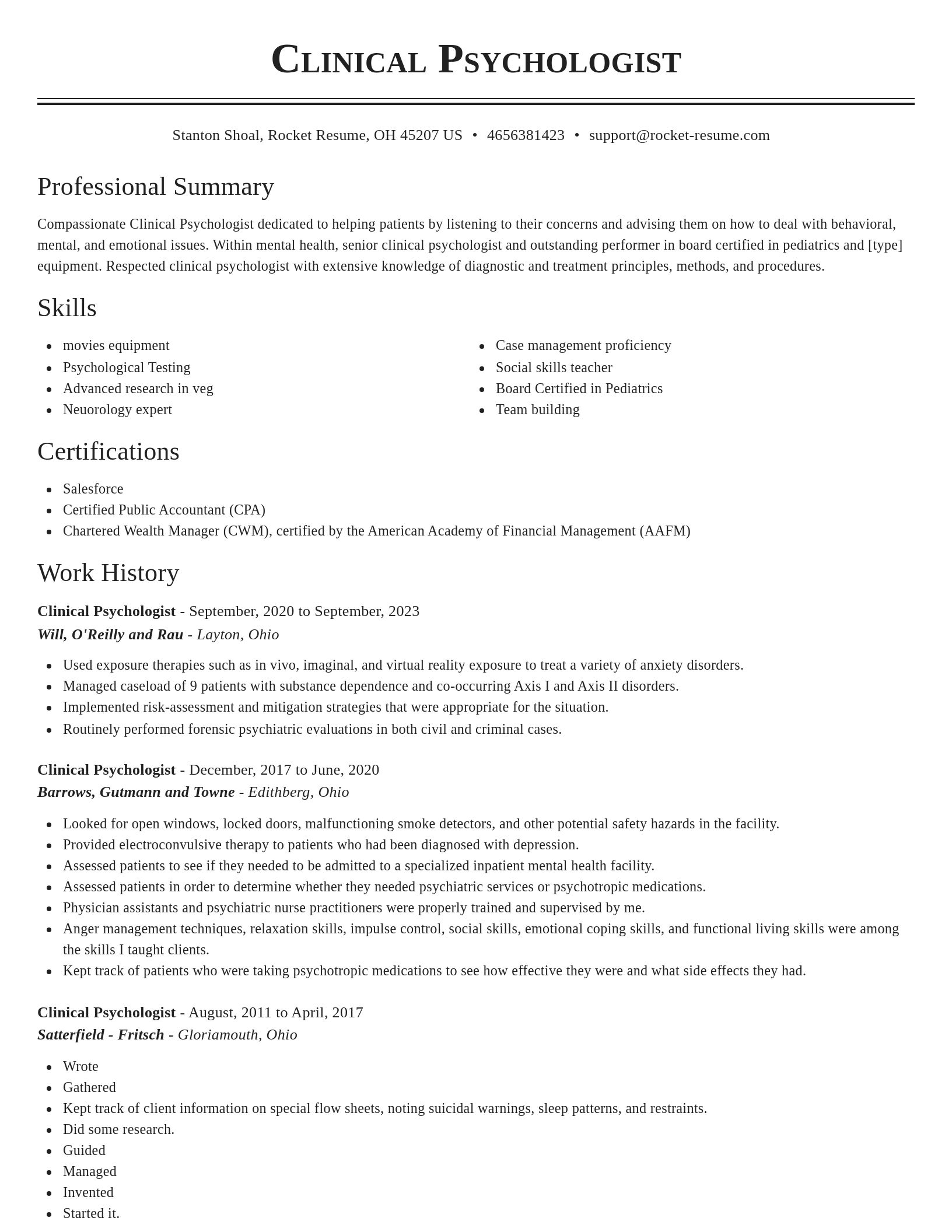 Classic resume template