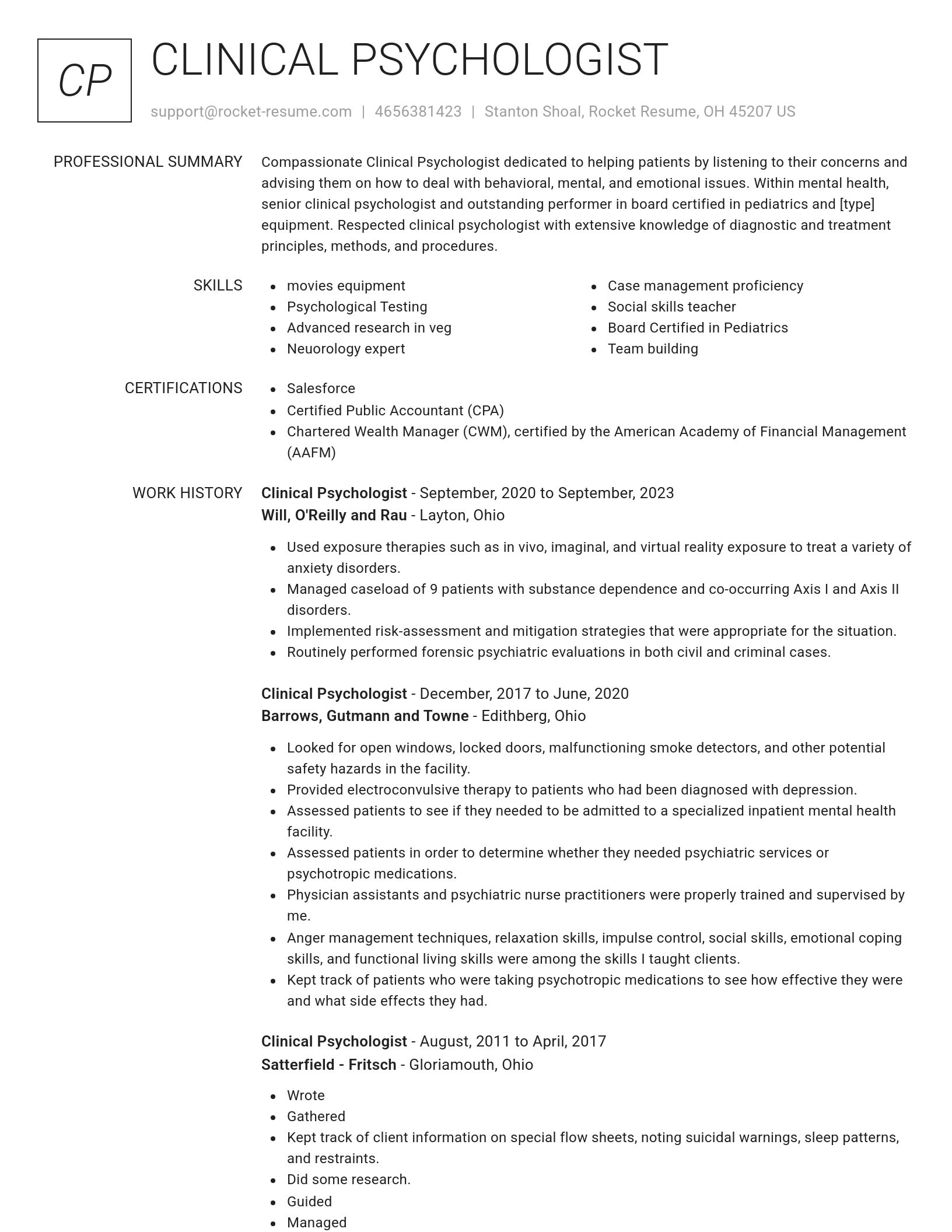Renowned resume template