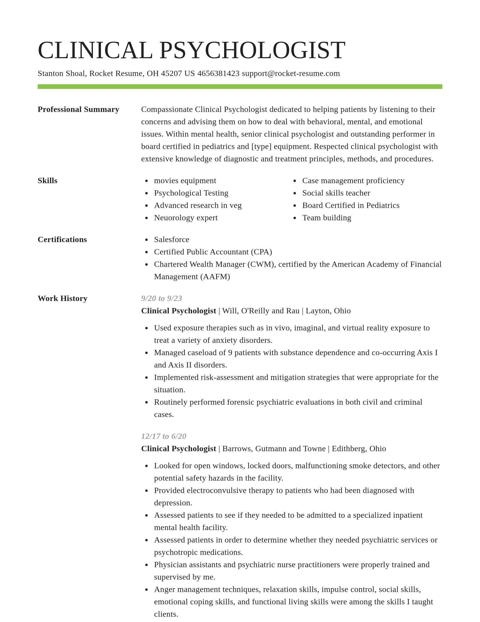 Smart resume template