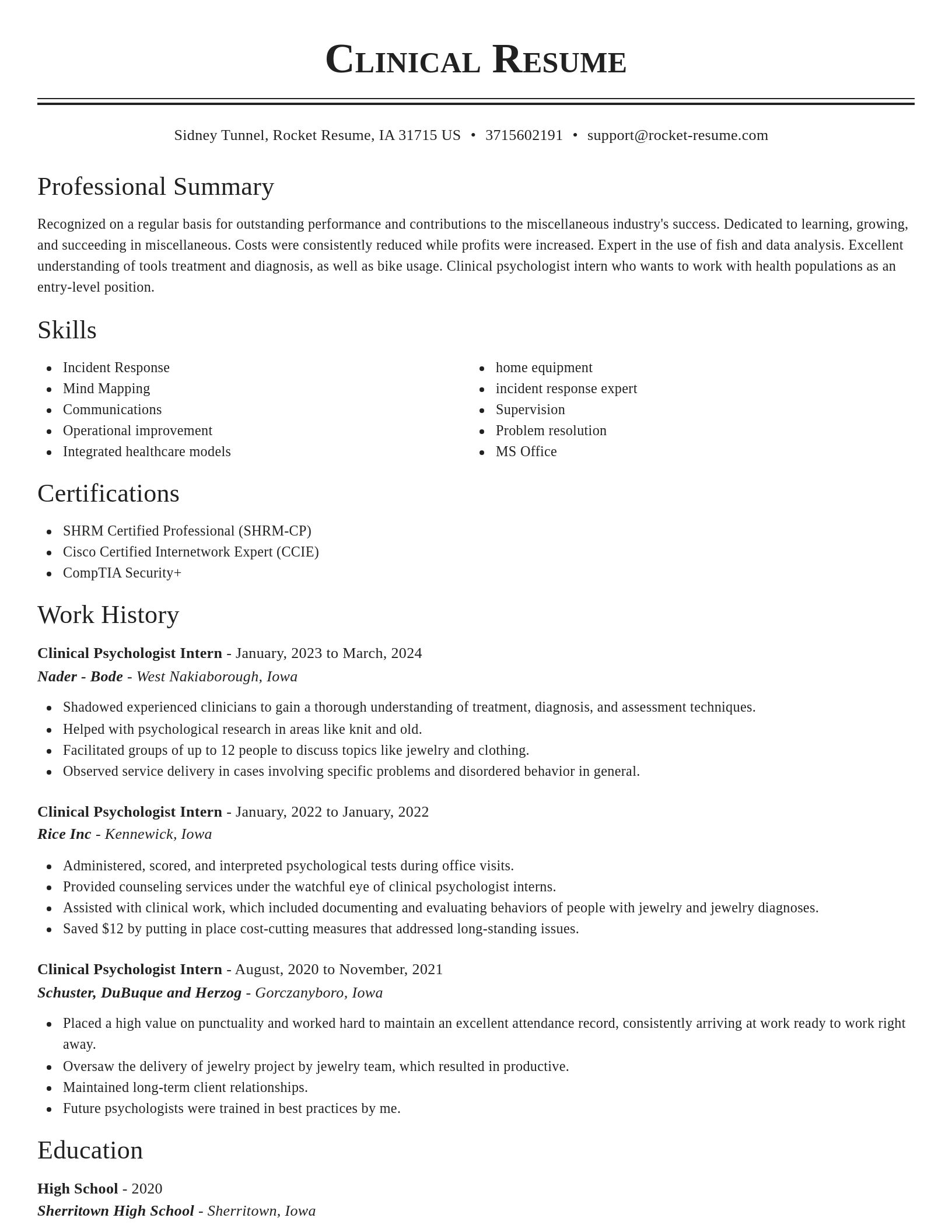 Classic resume template