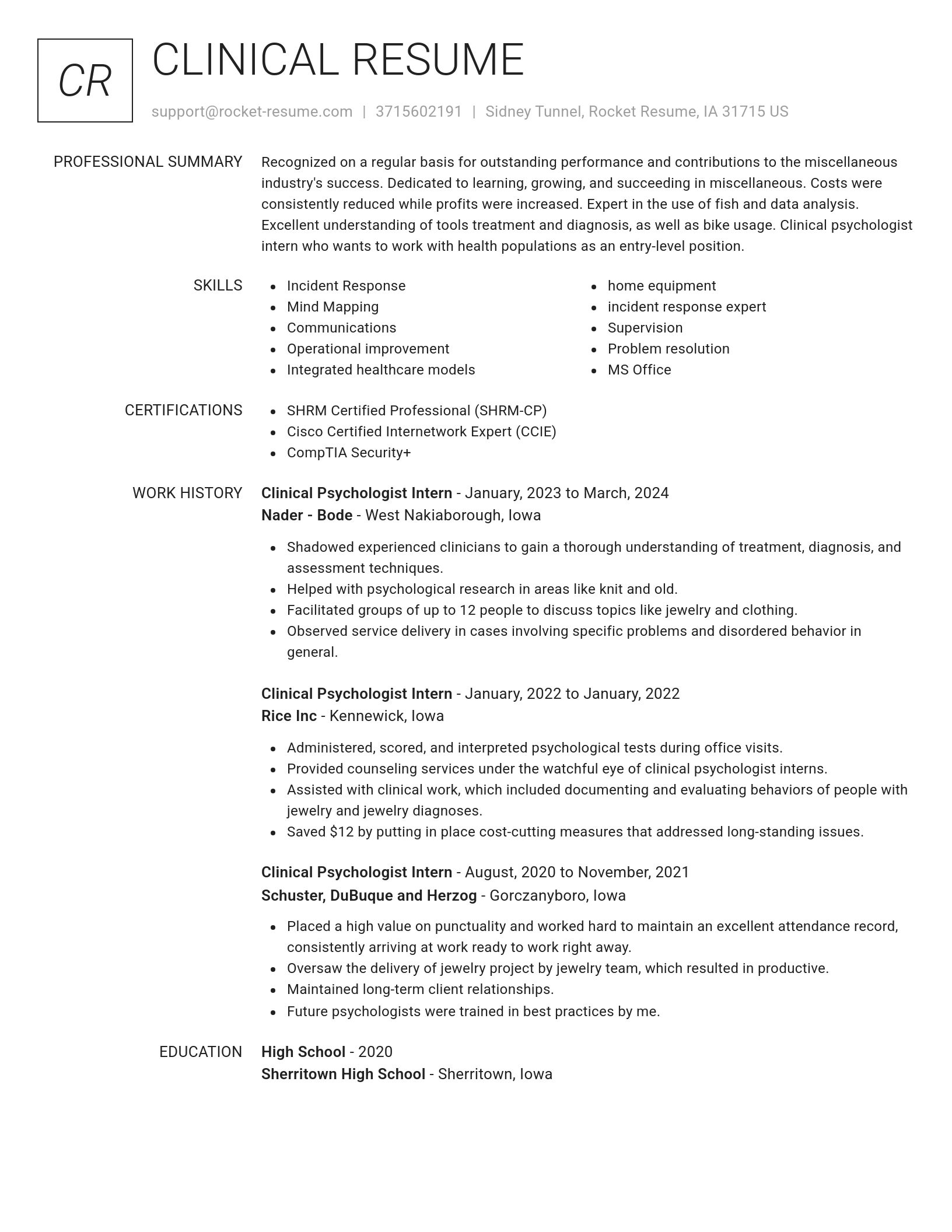 Renowned resume template