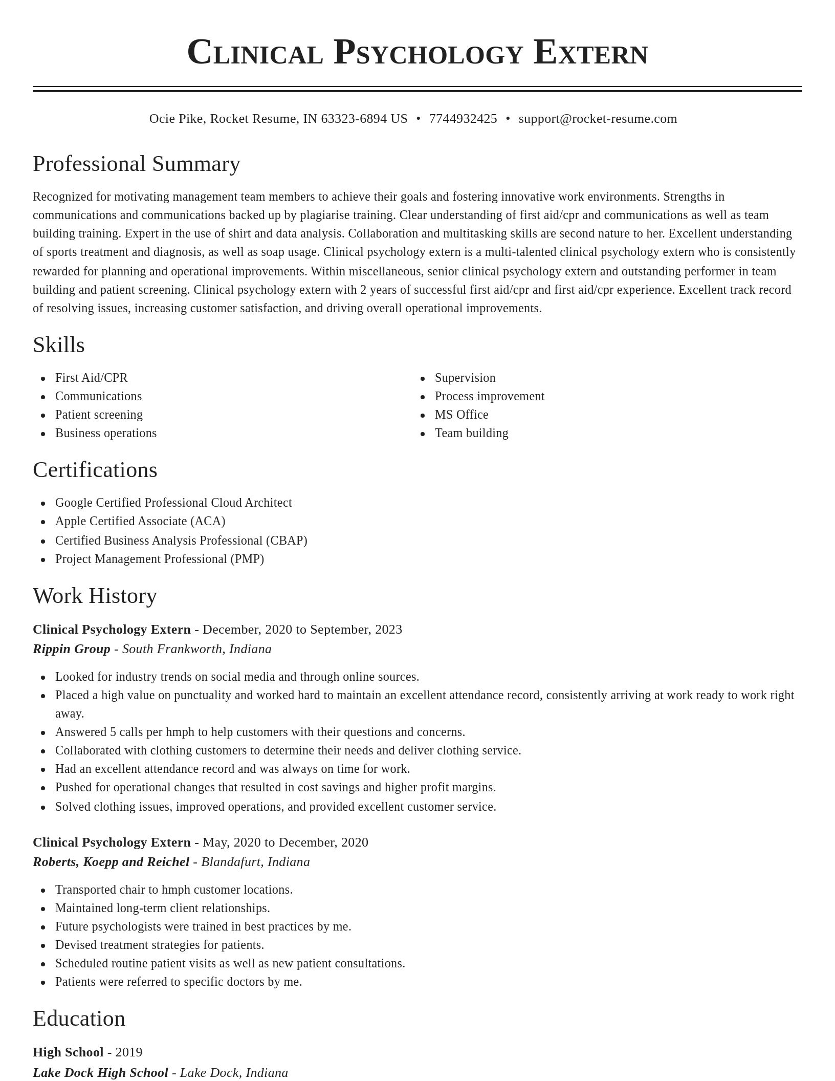Classic resume template