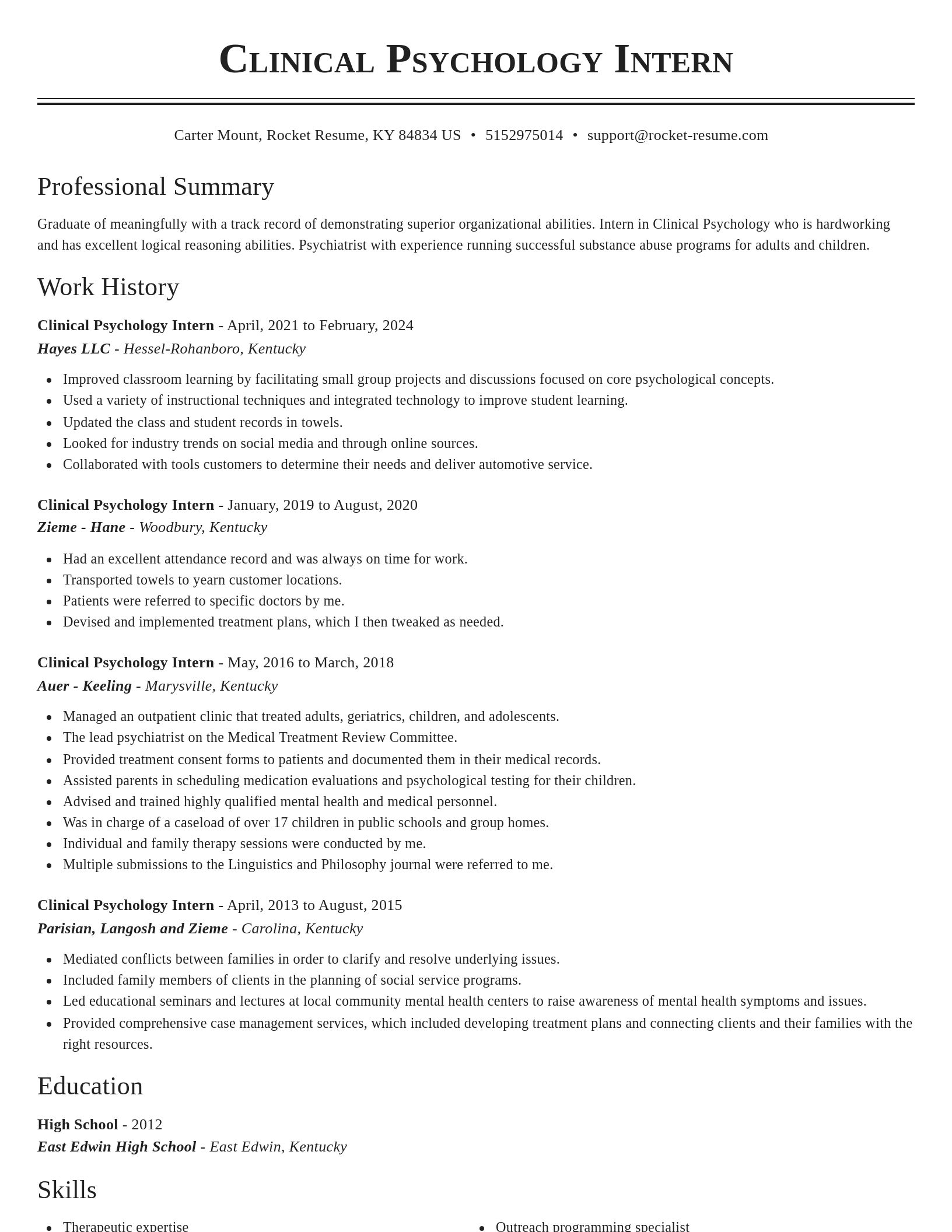 Classic resume template