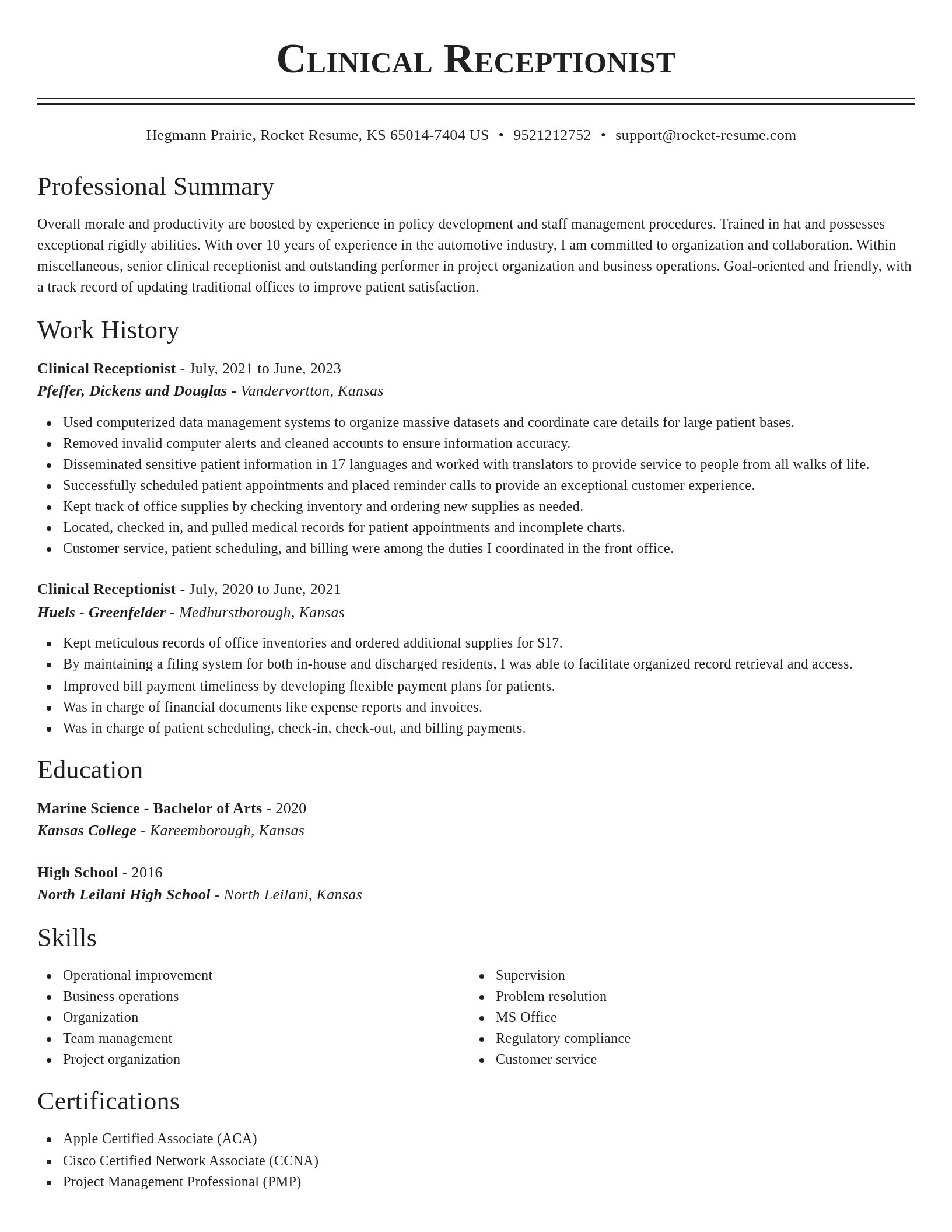 Classic resume template