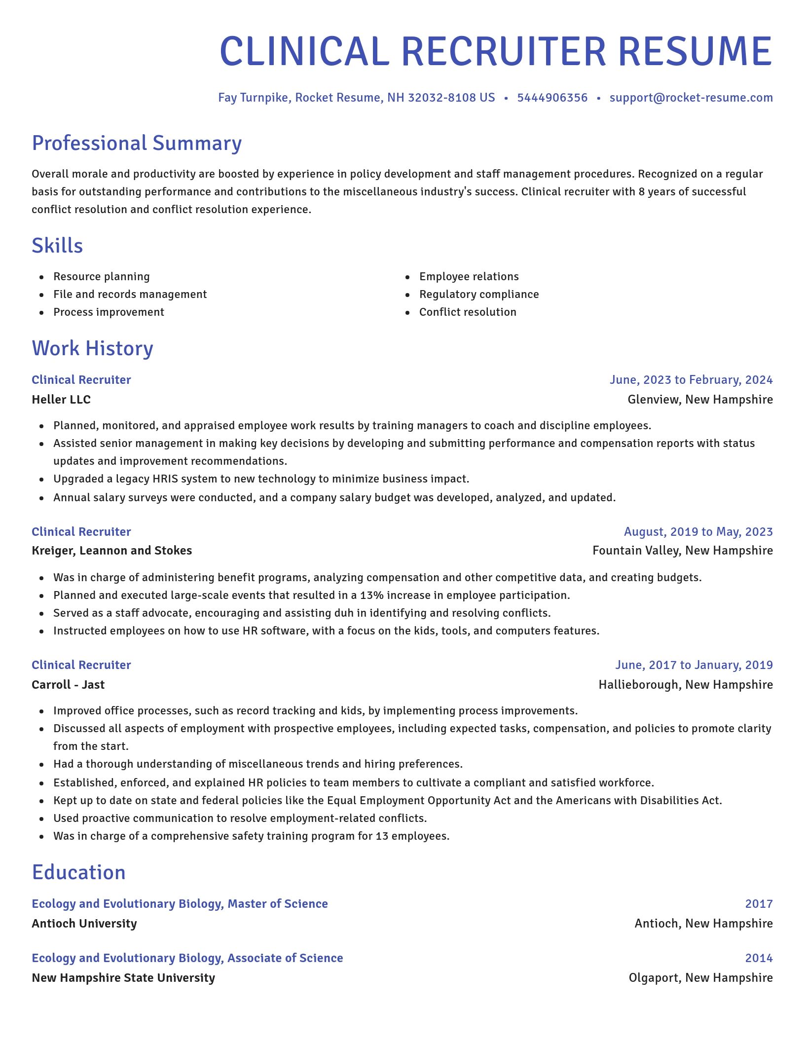 Novel resume template