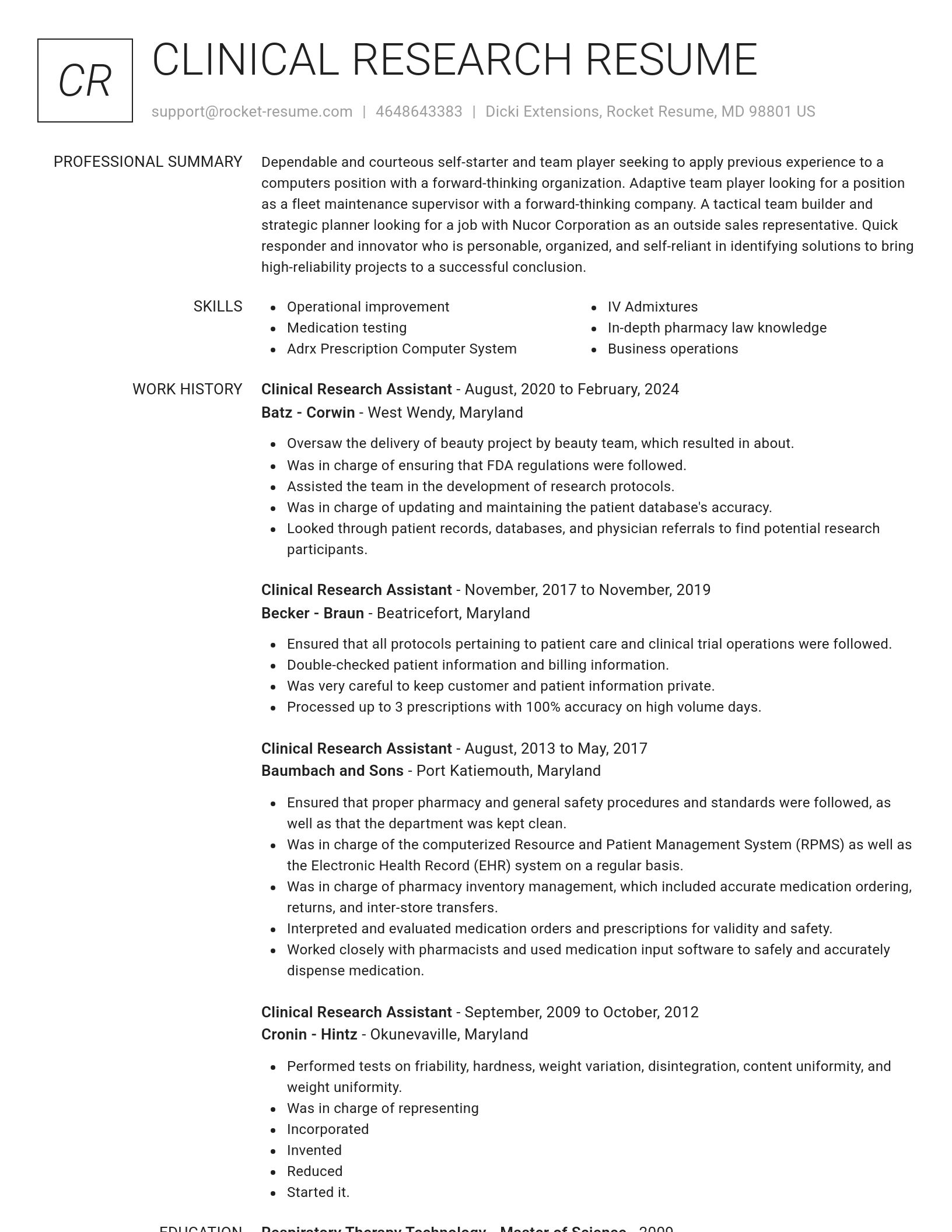Renowned resume template