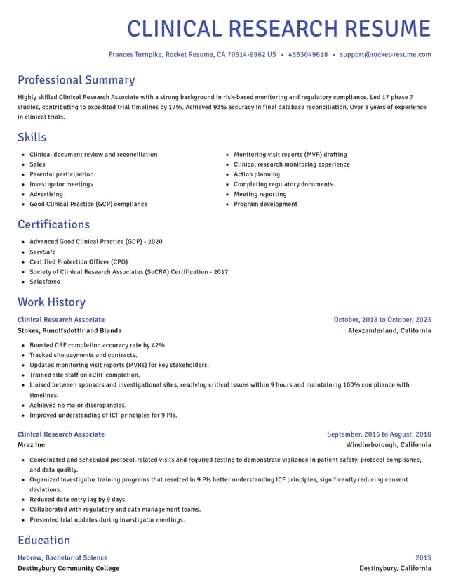 Novel resume template