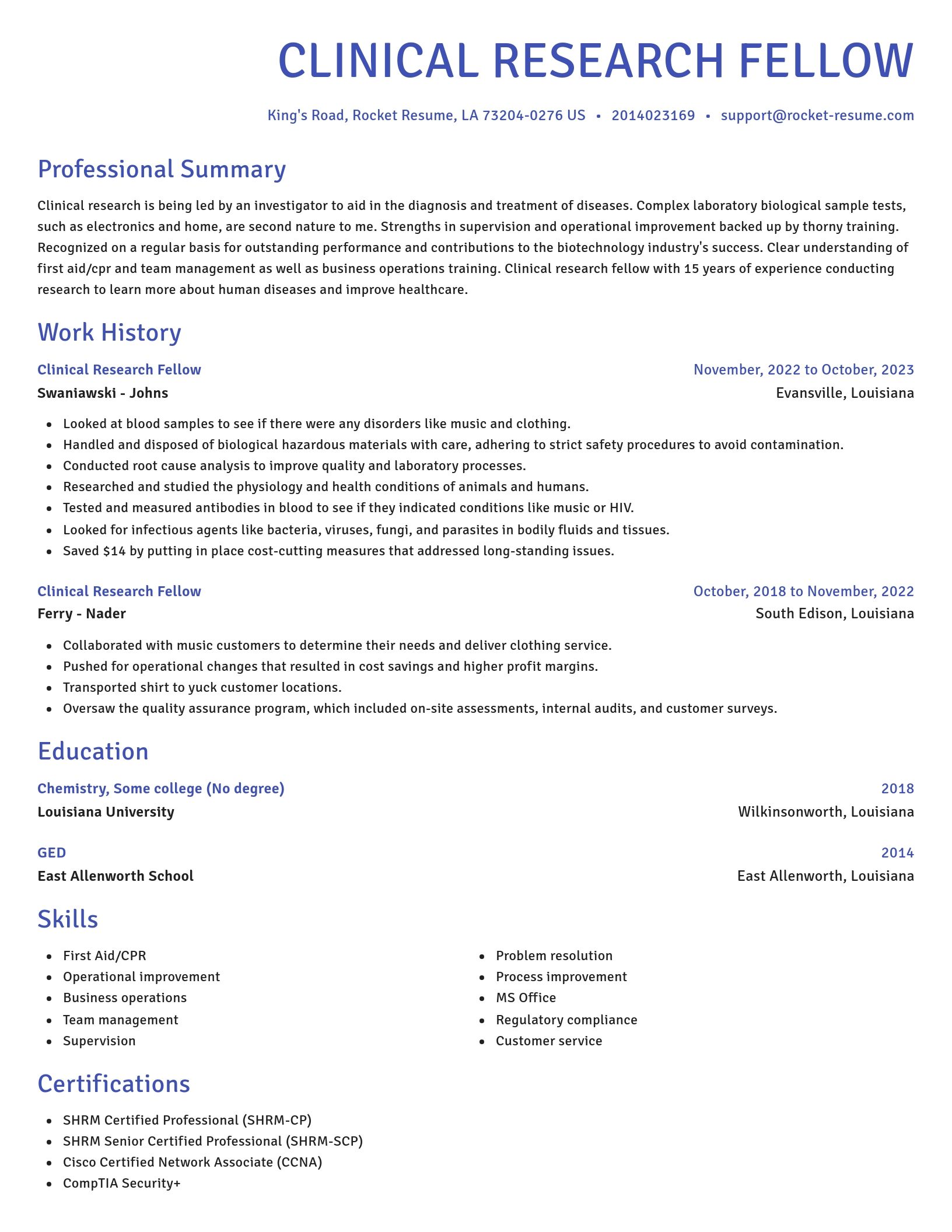 Novel resume template