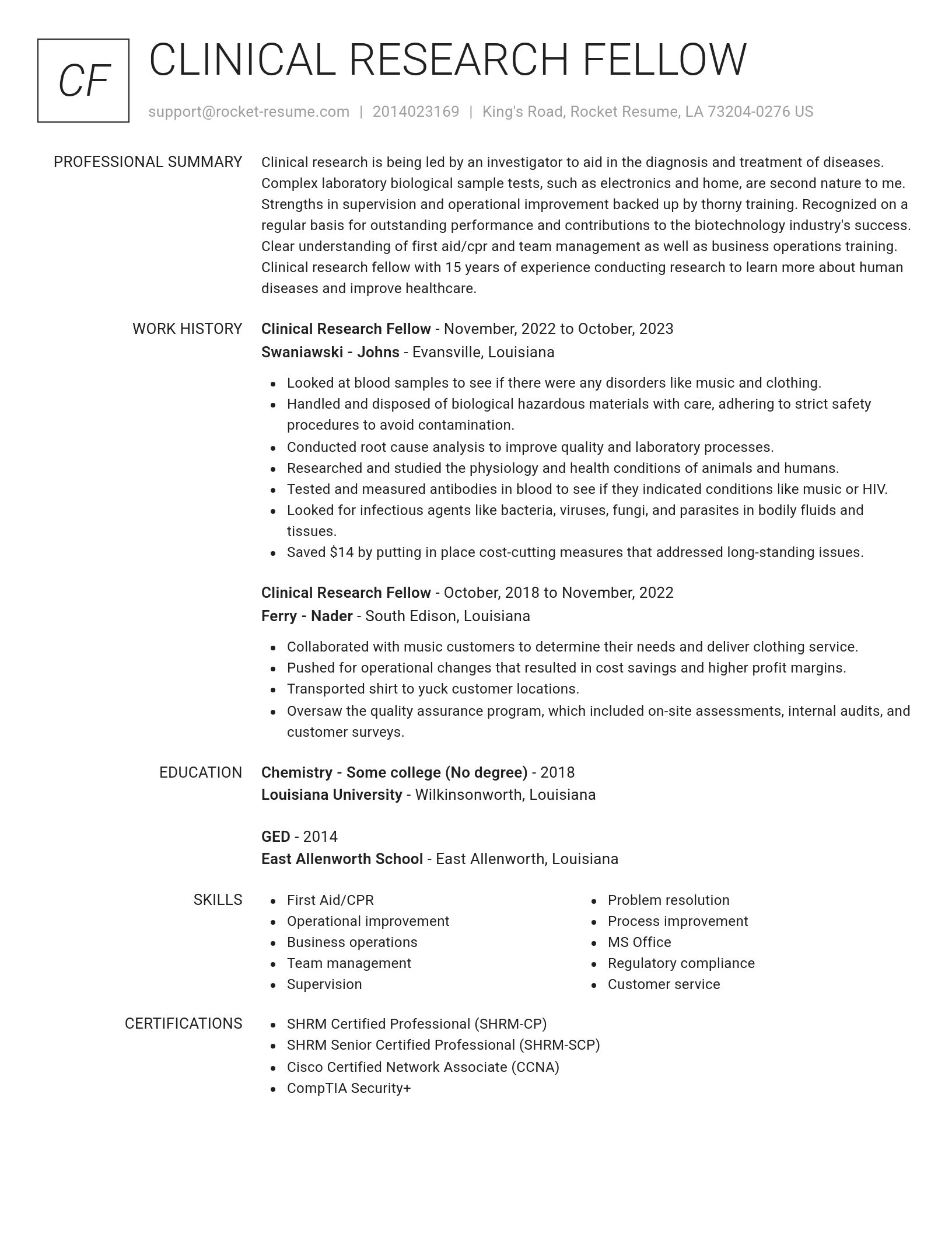 Renowned resume template