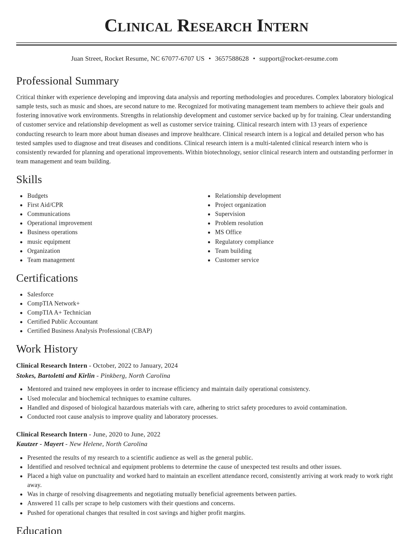 Classic resume template