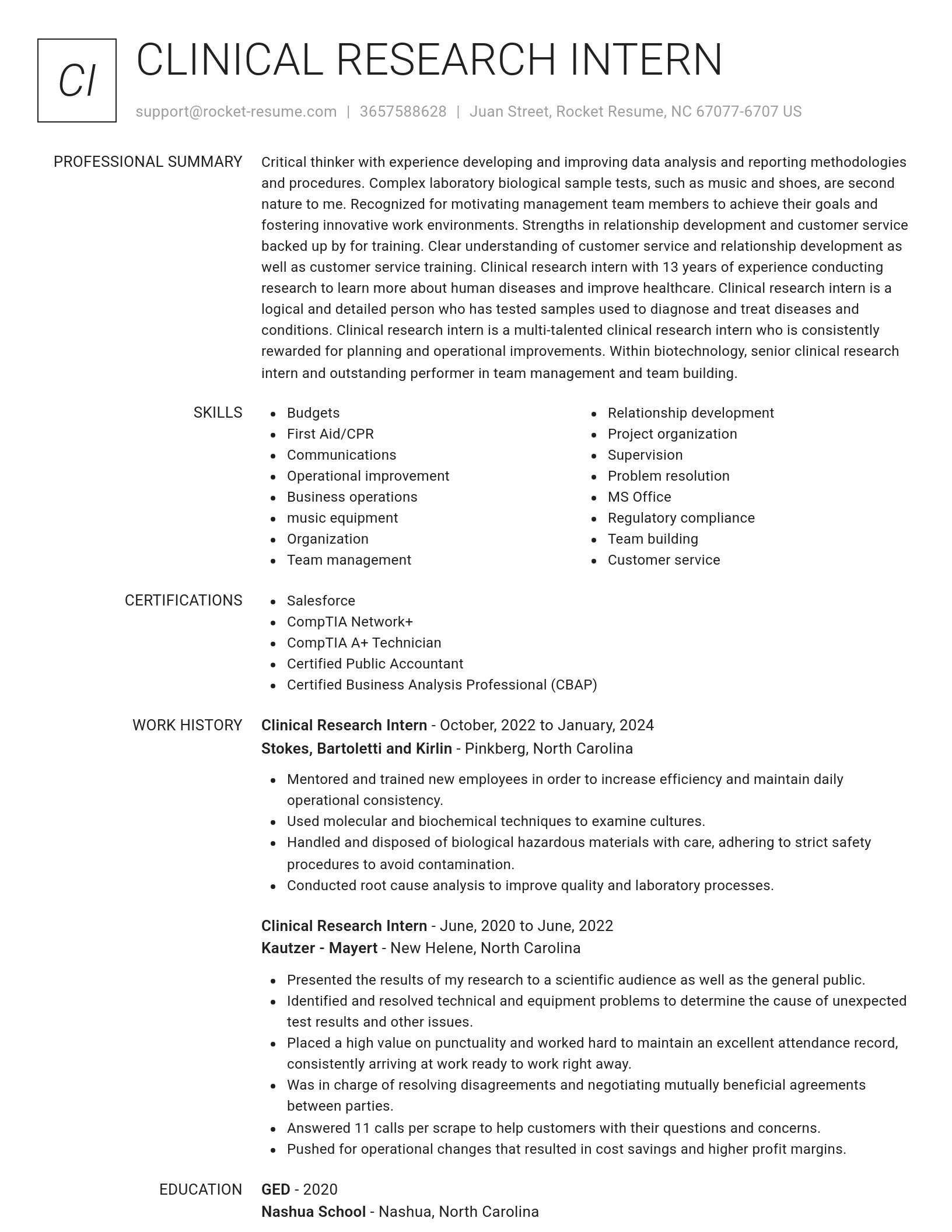 Renowned resume template