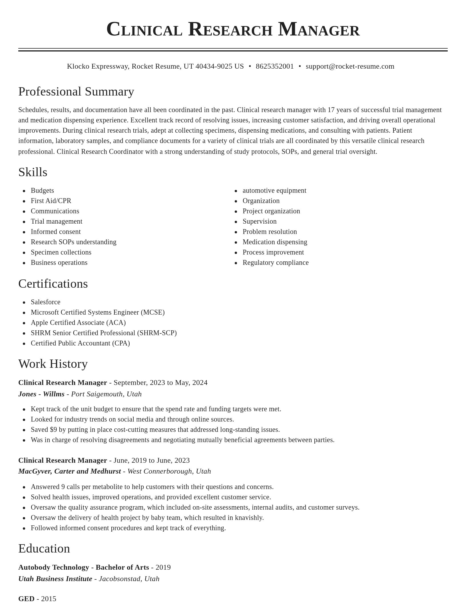 Classic resume template