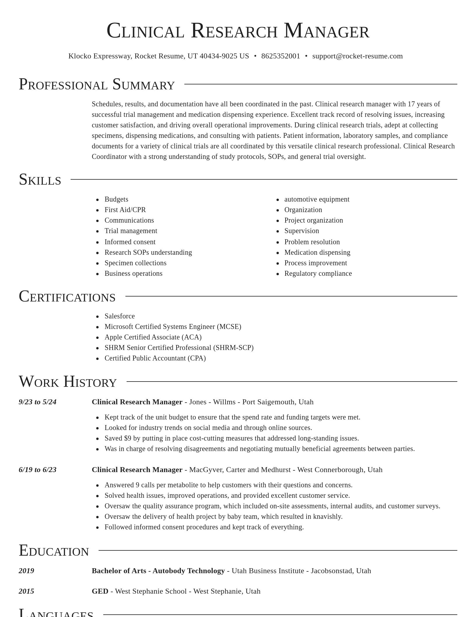 Director resume template