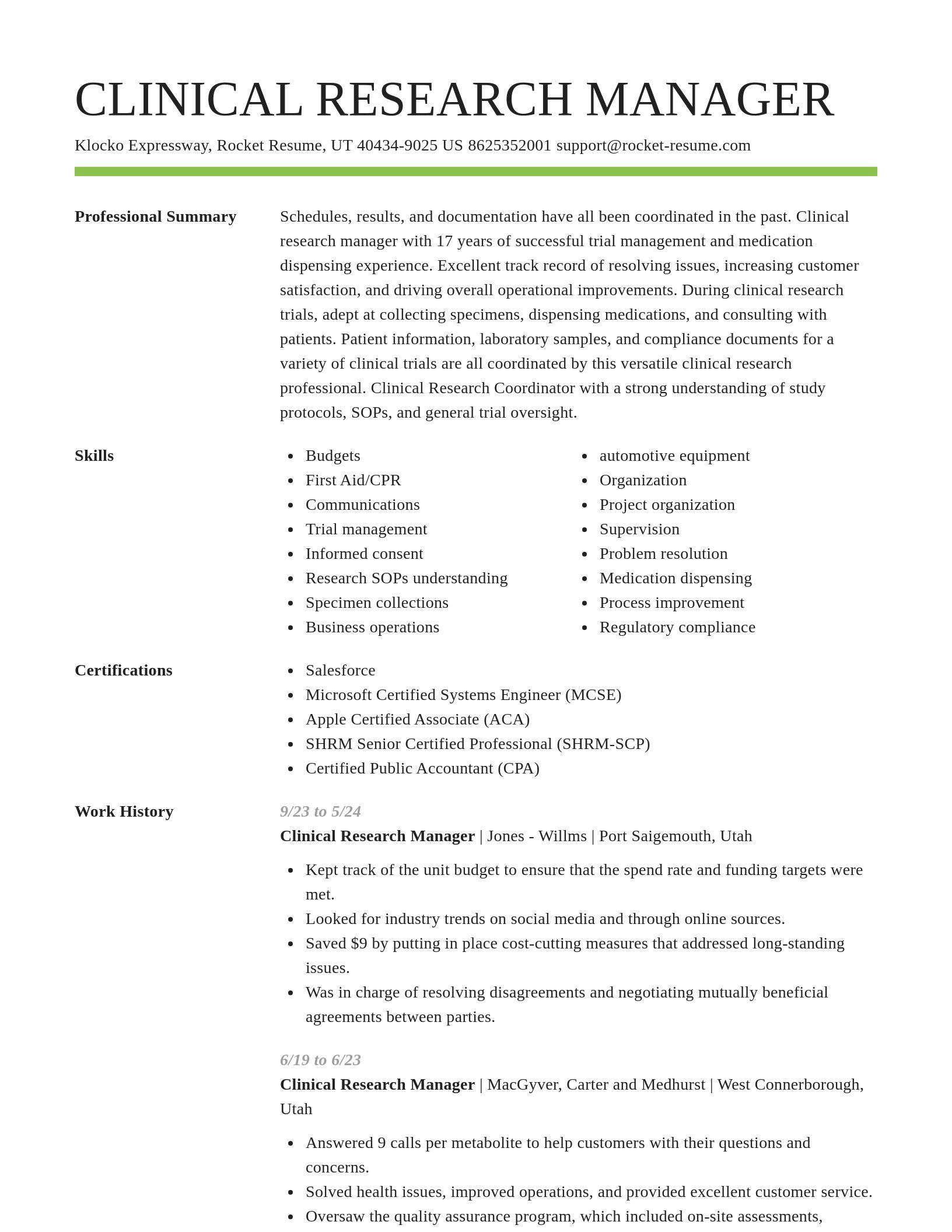 Smart resume template