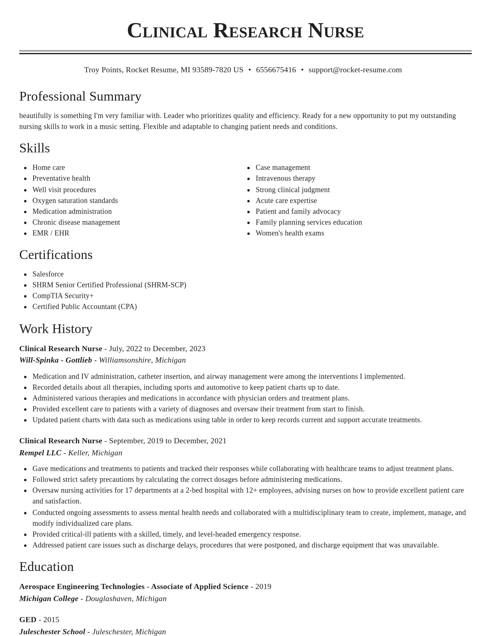 Classic resume template