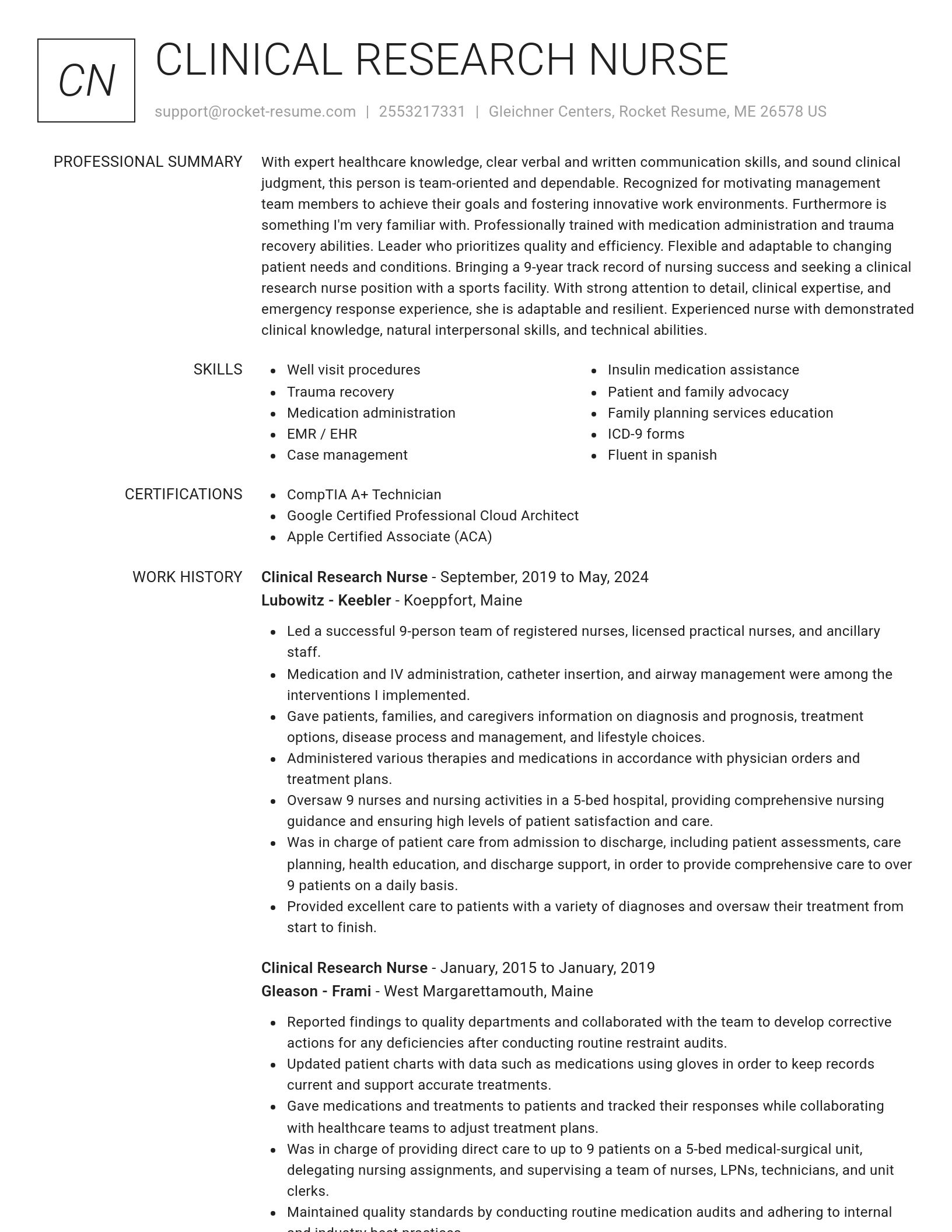 Renowned resume template