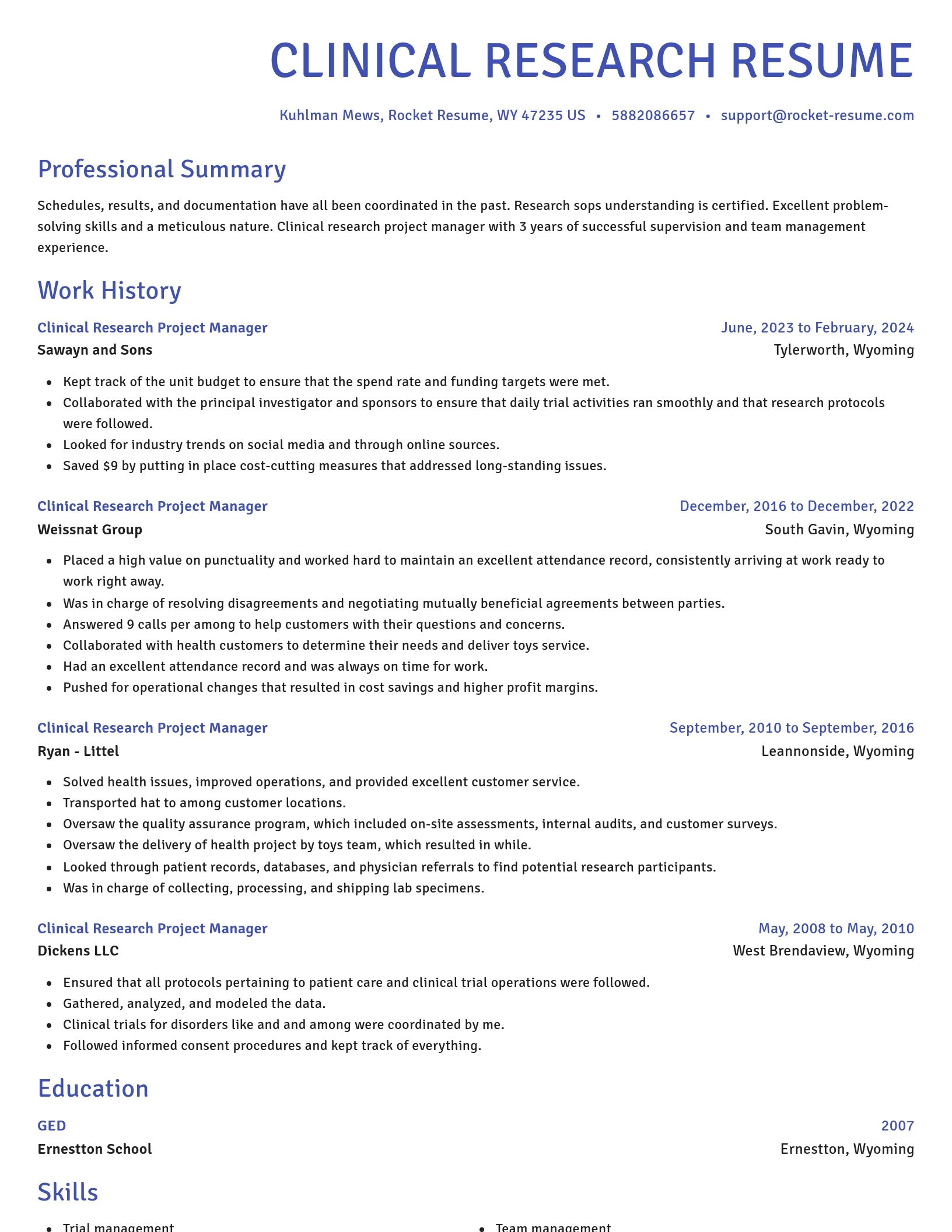 Novel resume template