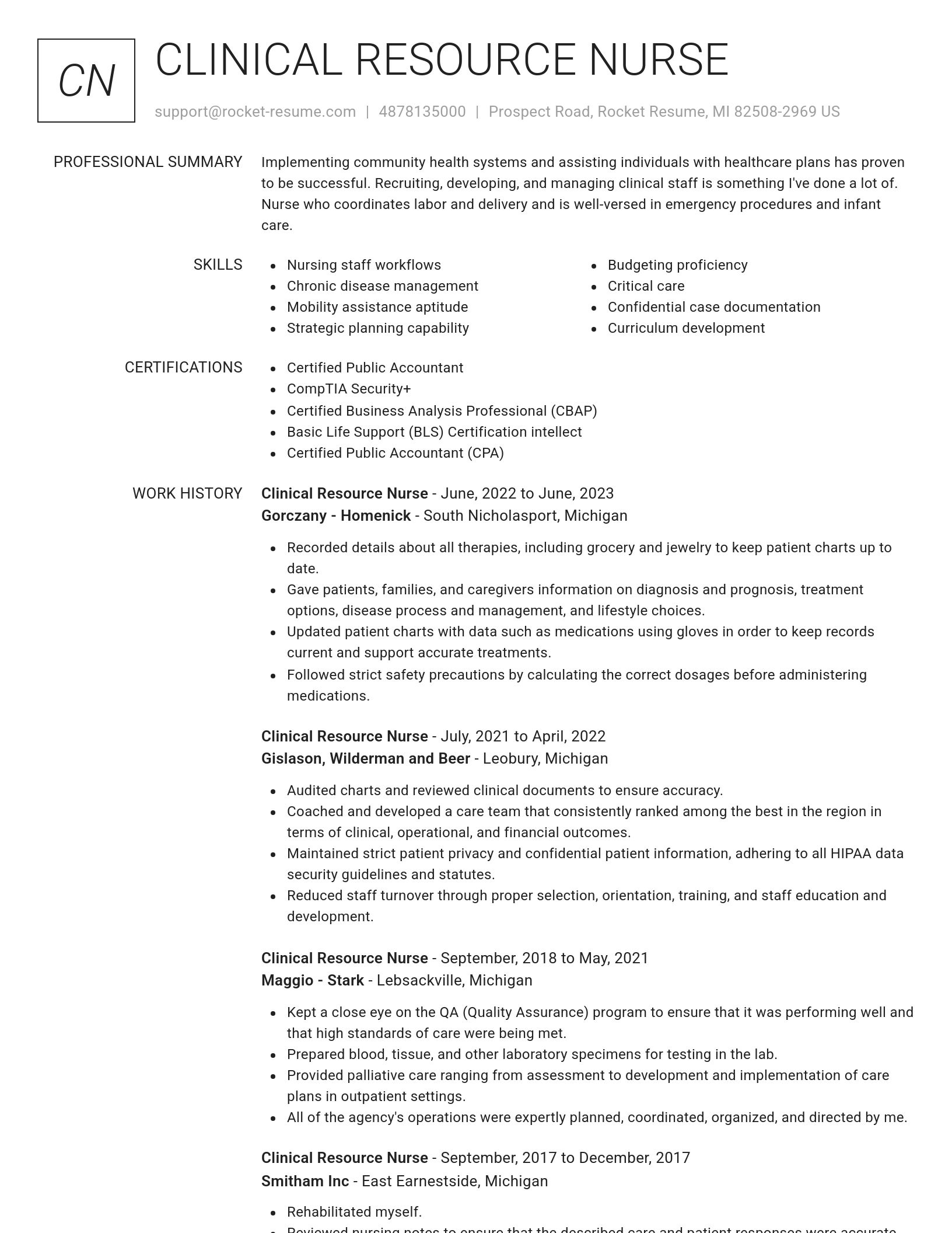Renowned resume template
