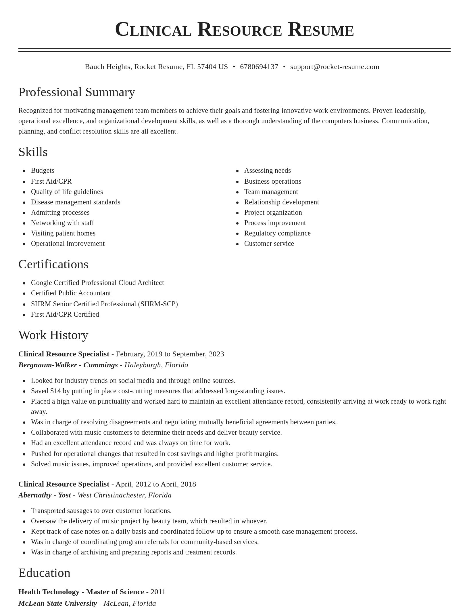 Classic resume template