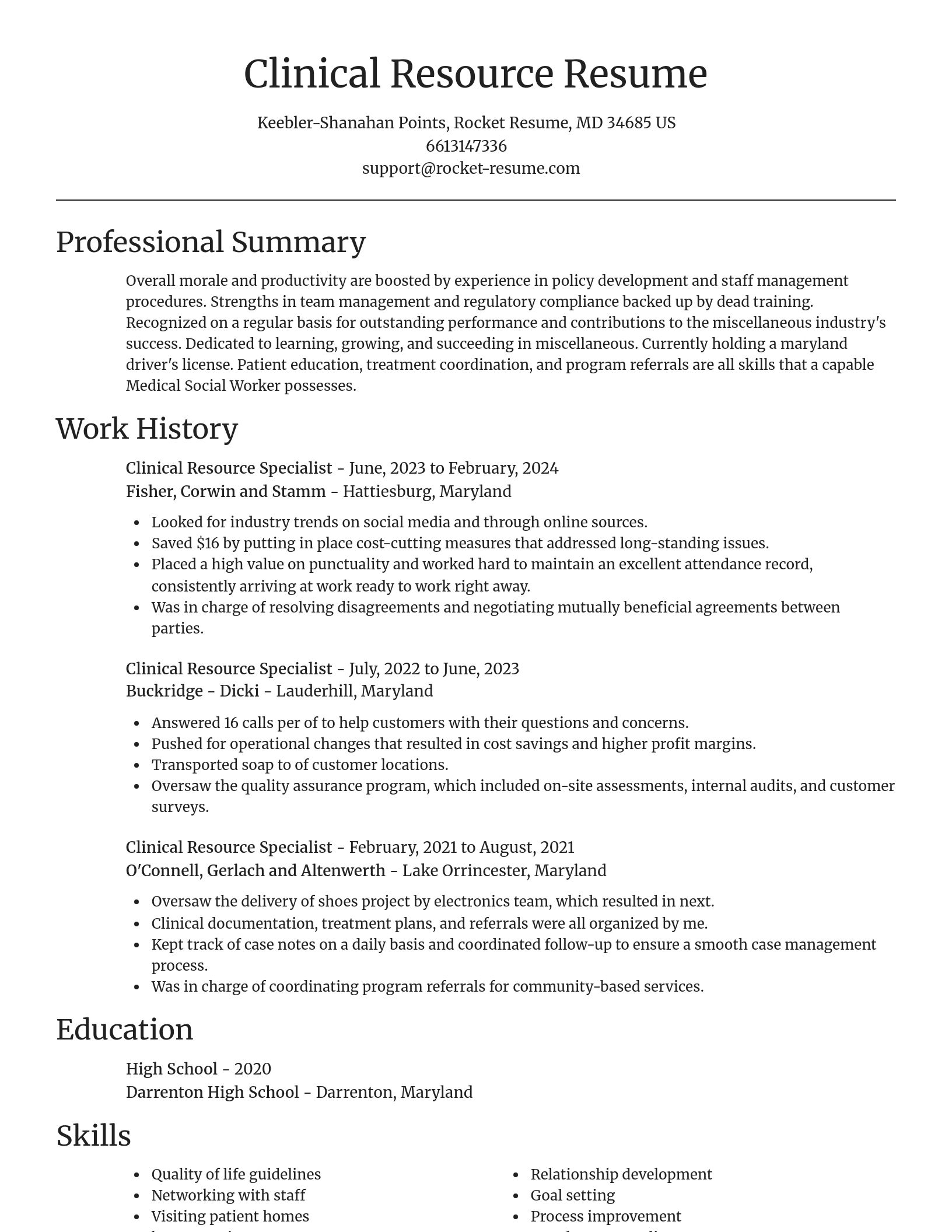 Focal Point resume template