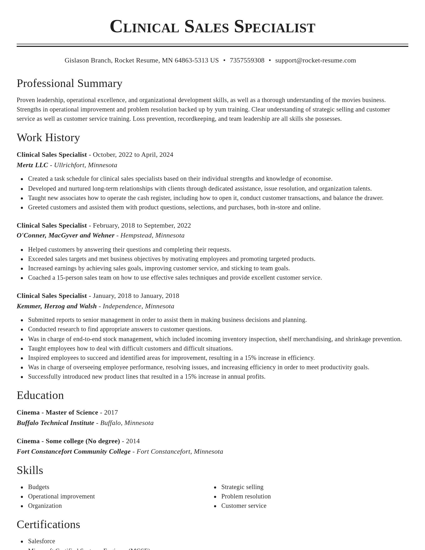 Classic resume template