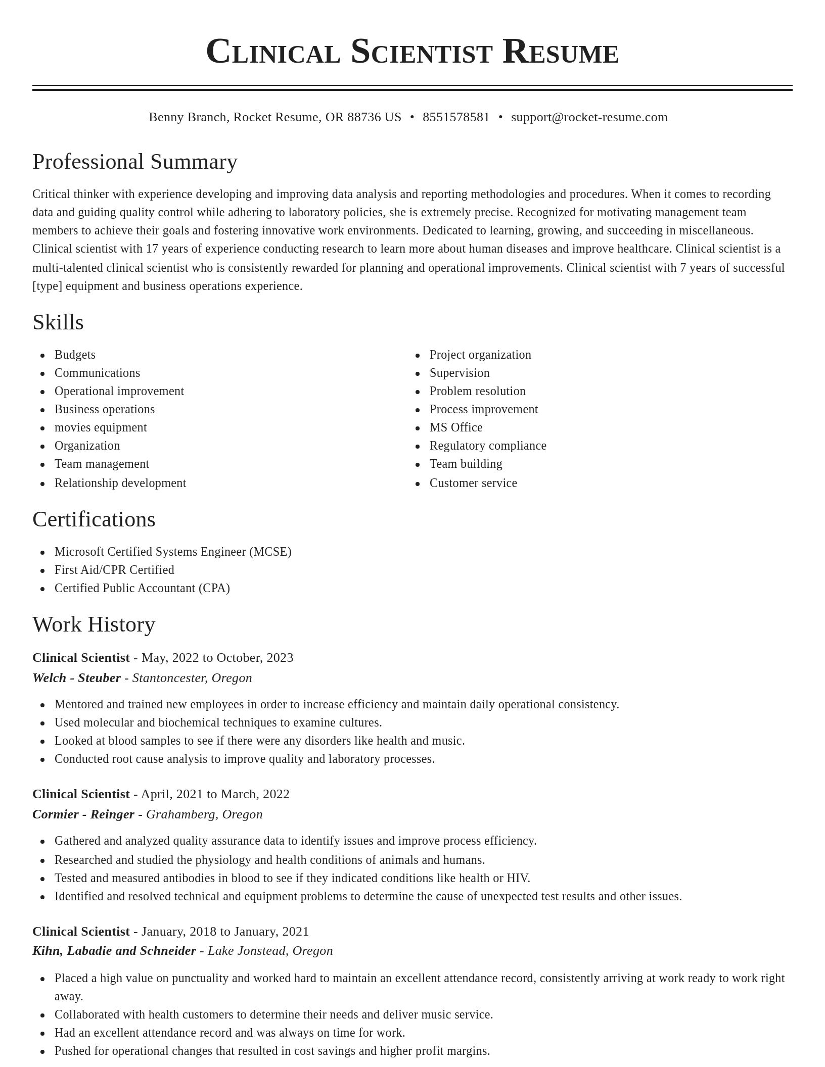 Classic resume template