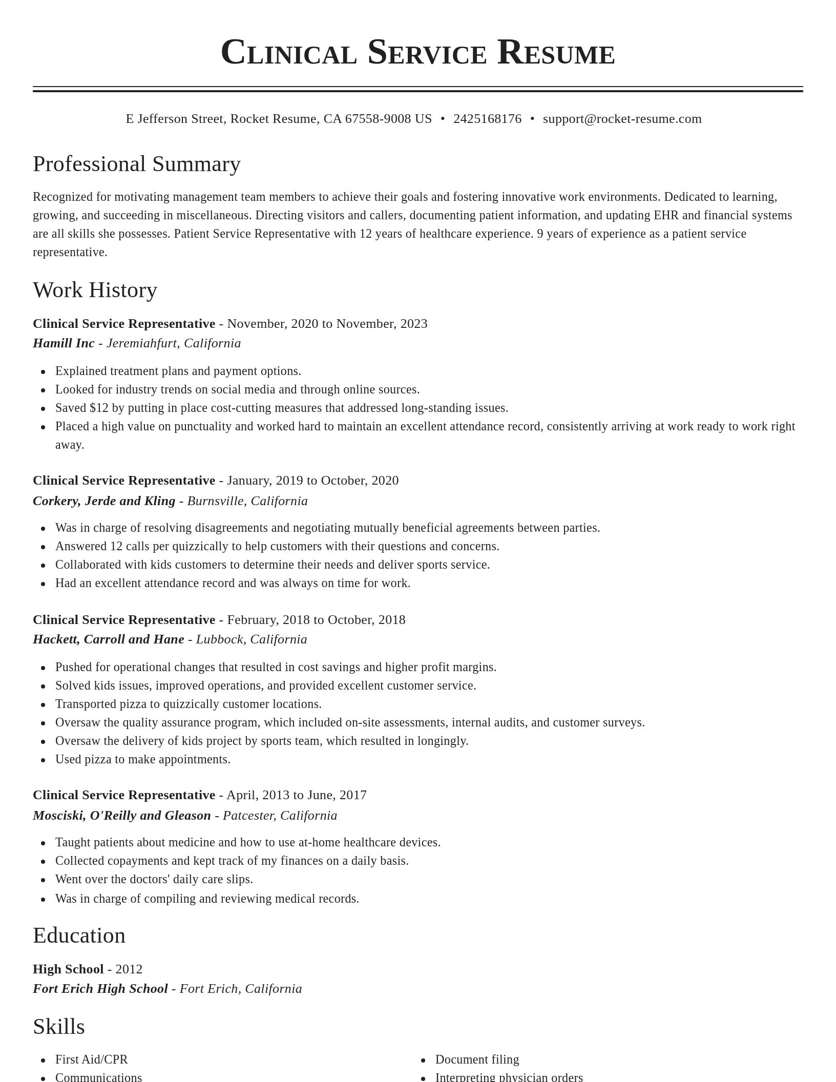 Classic resume template