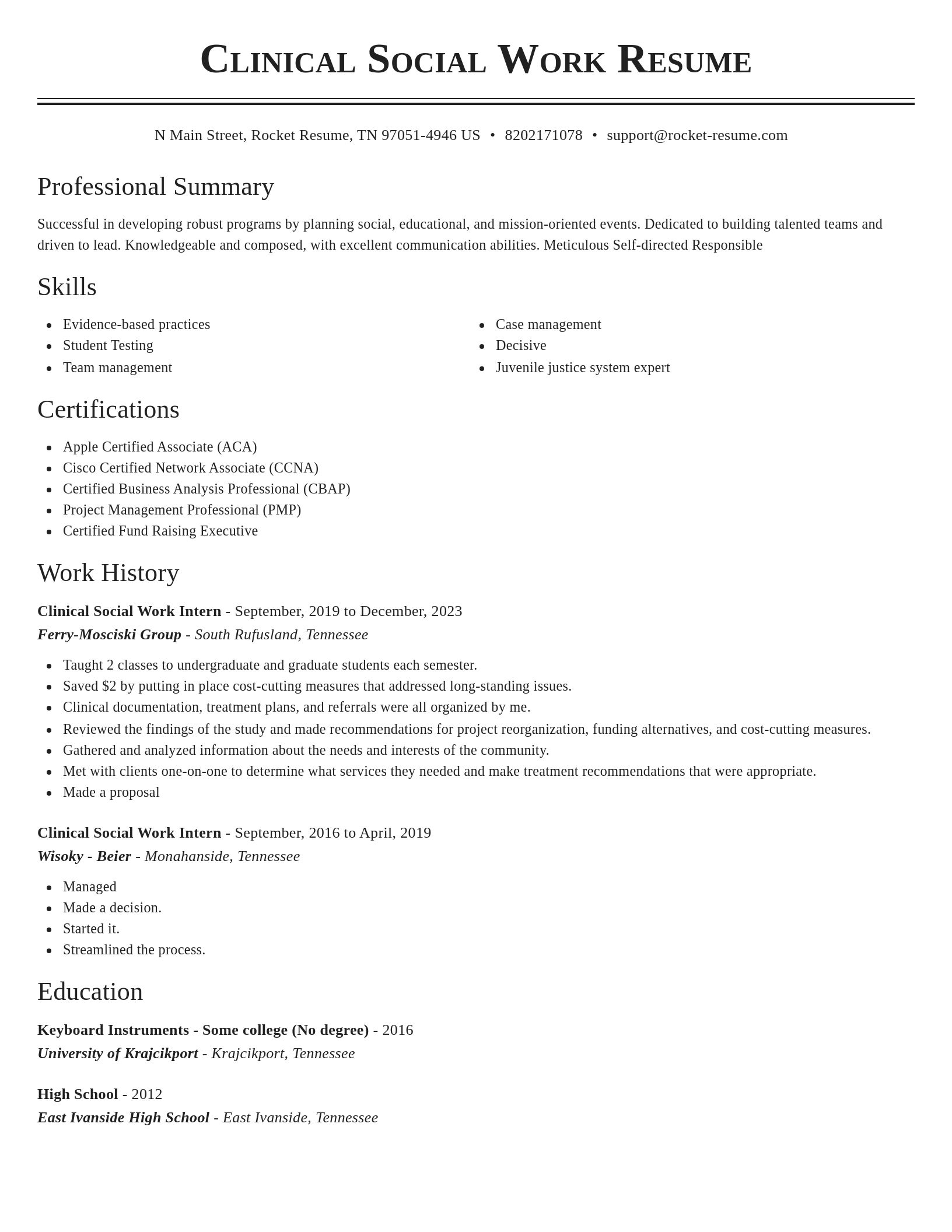 Classic resume template