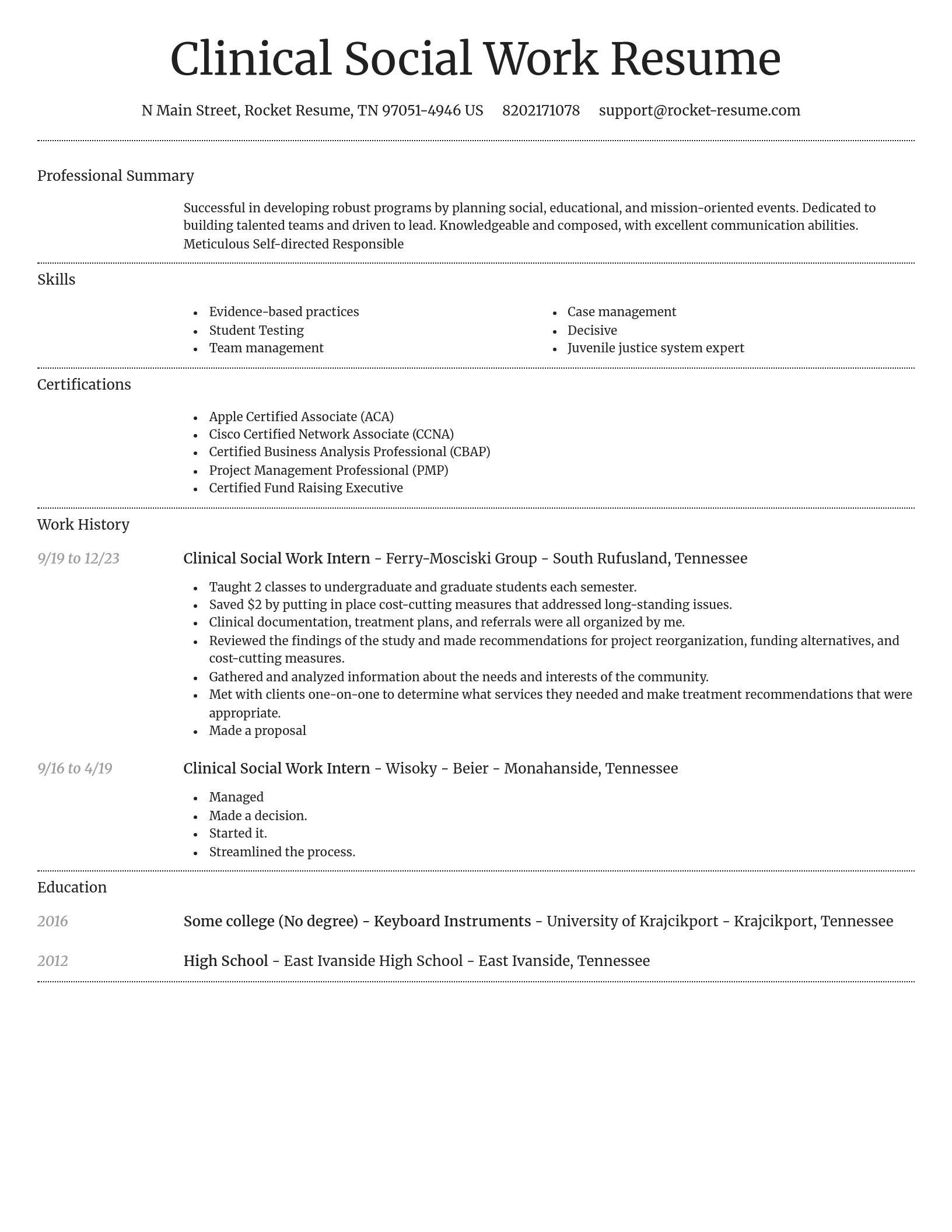 Dignified resume template